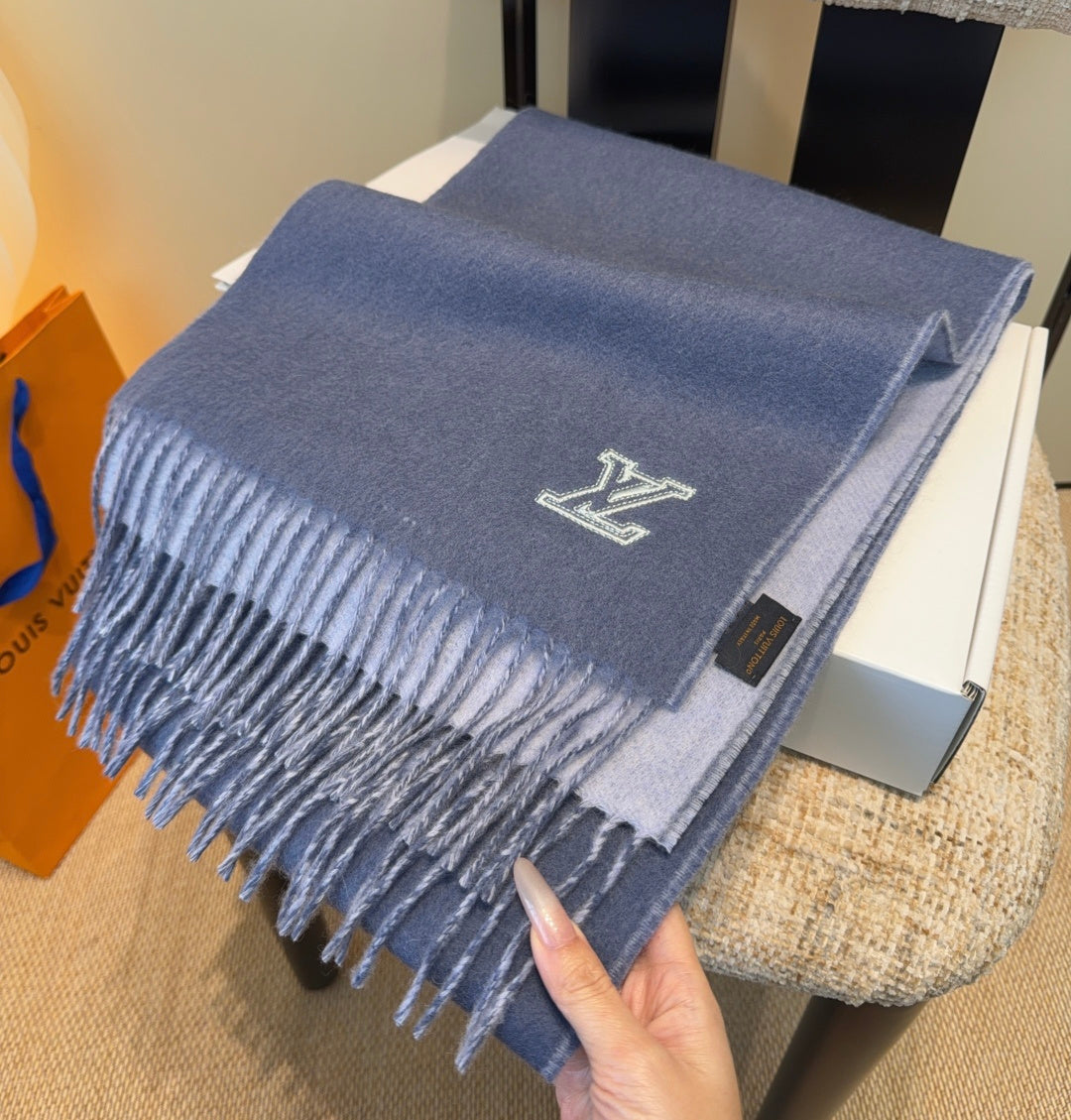 LV Scarf 180cm Dark Blue Cashmere 973406