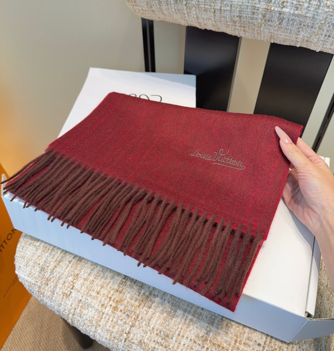 LV Scarf 180cm Dark Red Cashmere 973409