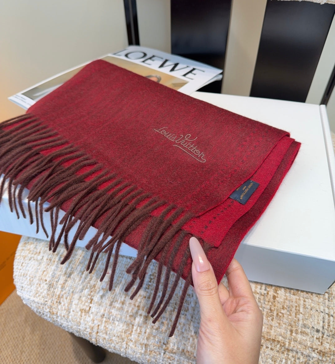 LV Scarf 180cm Dark Red Cashmere 973409