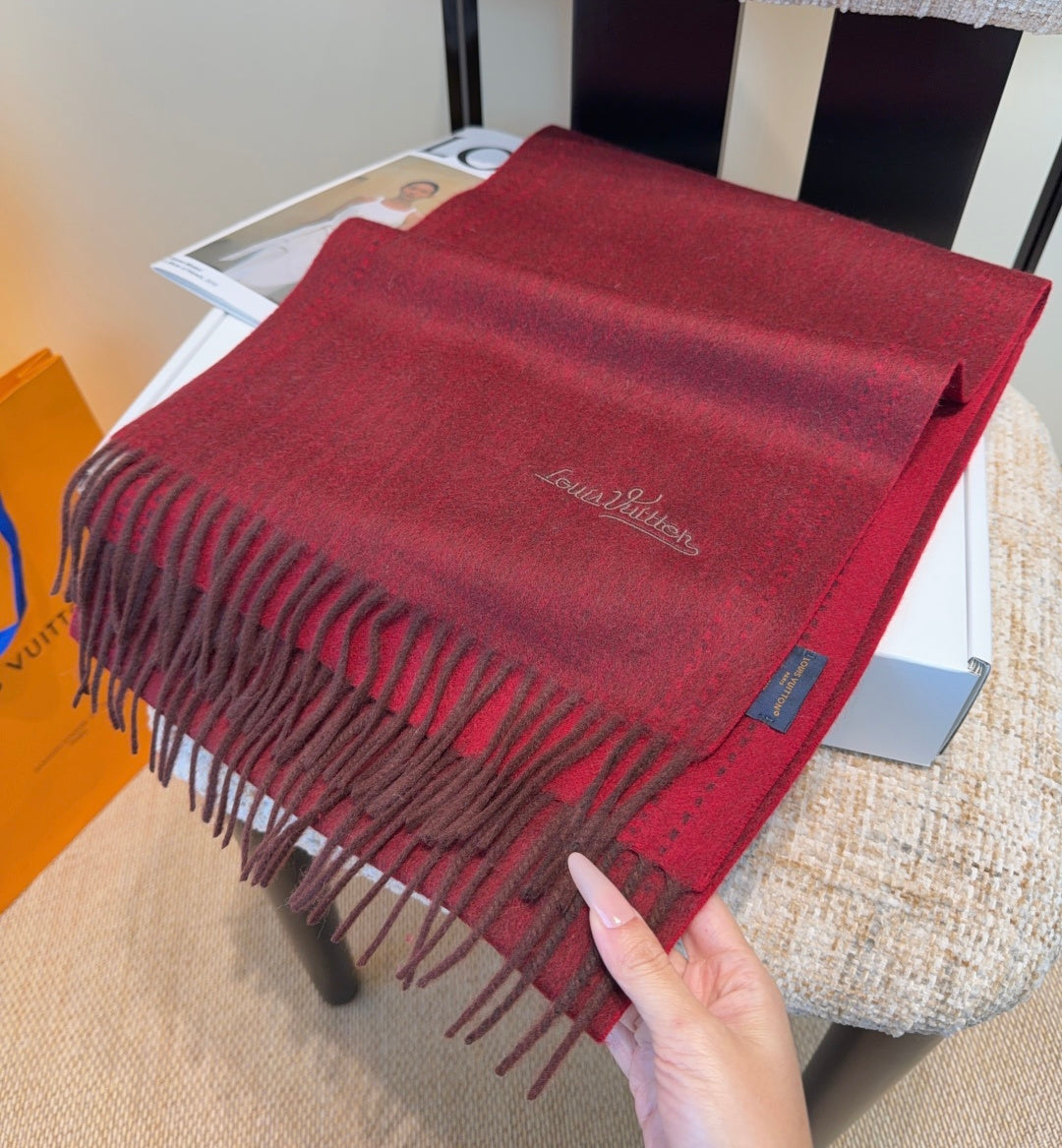 LV Scarf 180cm Dark Red Cashmere 973409