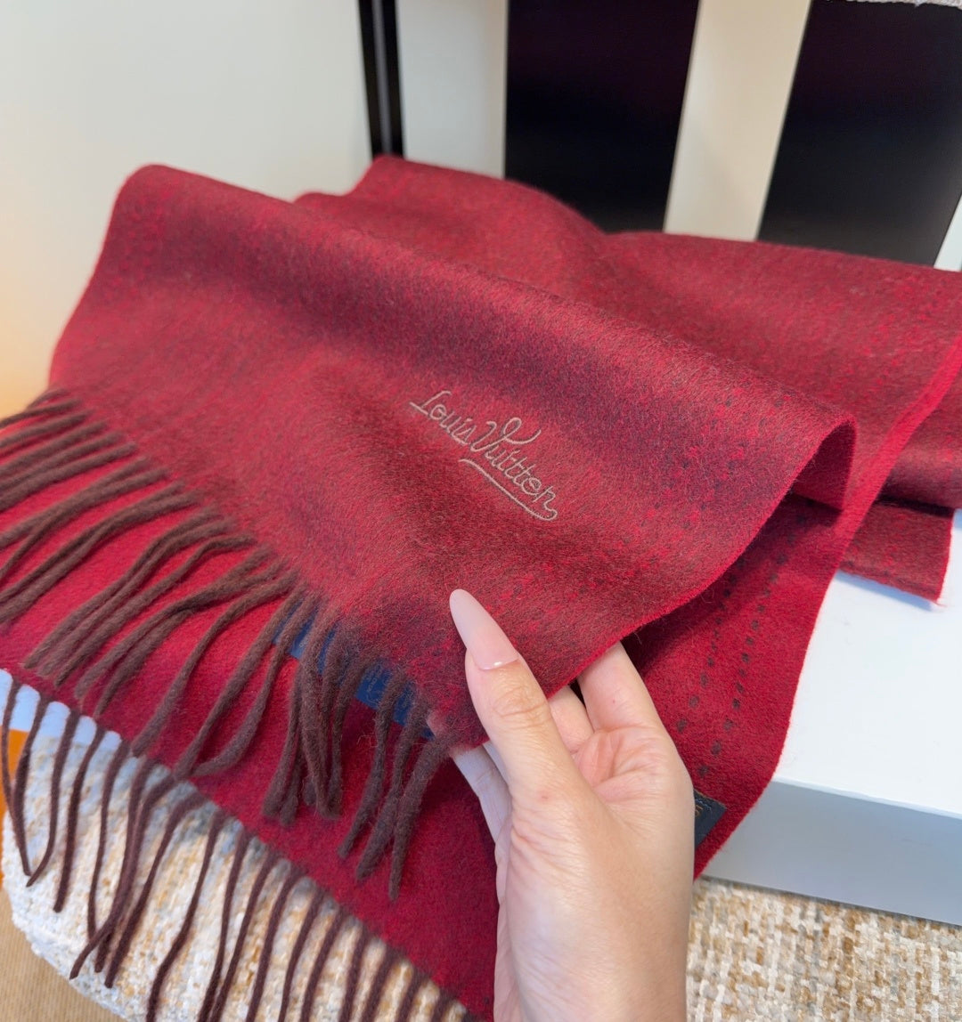 LV Scarf 180cm Dark Red Cashmere 973409