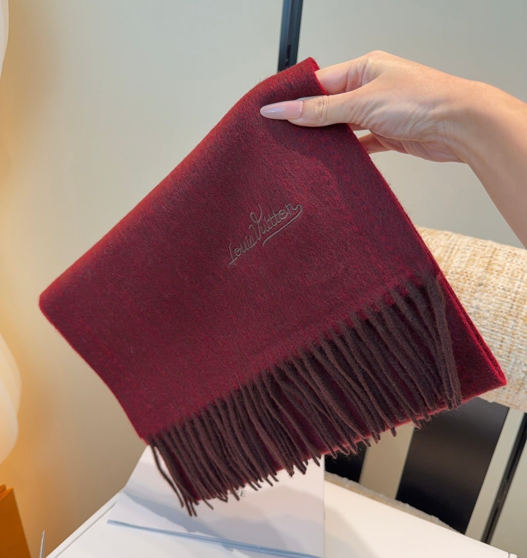 LV Scarf 180cm Dark Red Cashmere 973409