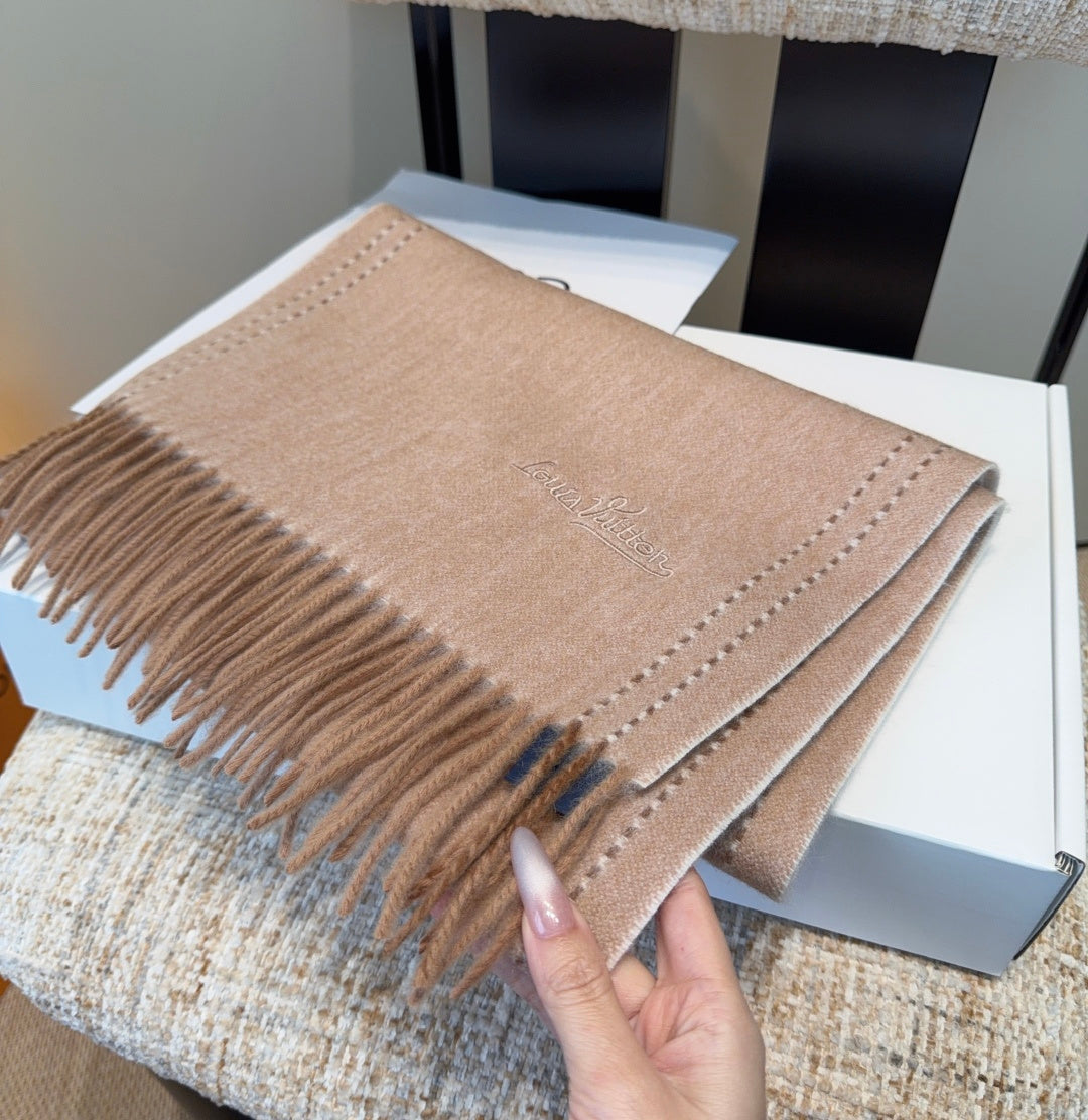 LV Scarf 180cm Beige Cashmere 973410