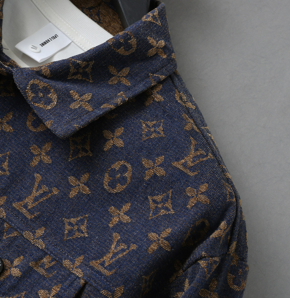 LV SHIRT JACKET IN NAVY BLUE JACQUARD FABRIC 238979