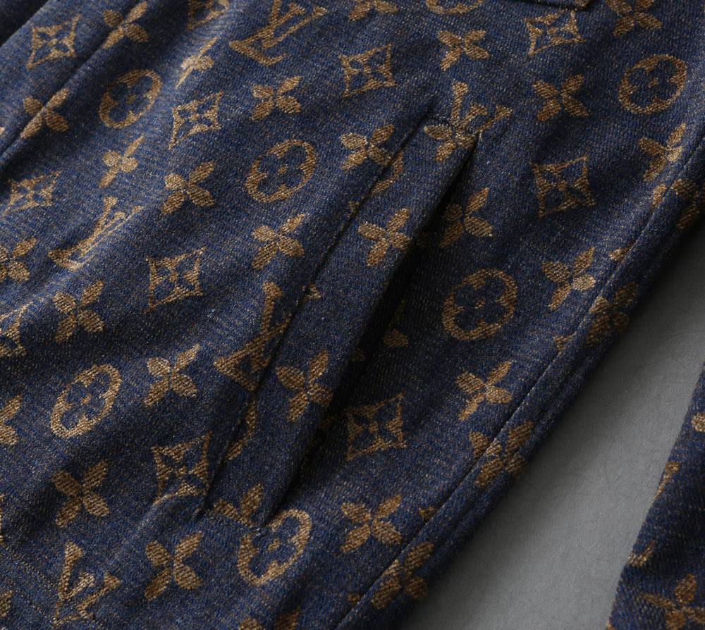LV SHIRT JACKET IN NAVY BLUE JACQUARD FABRIC 238979