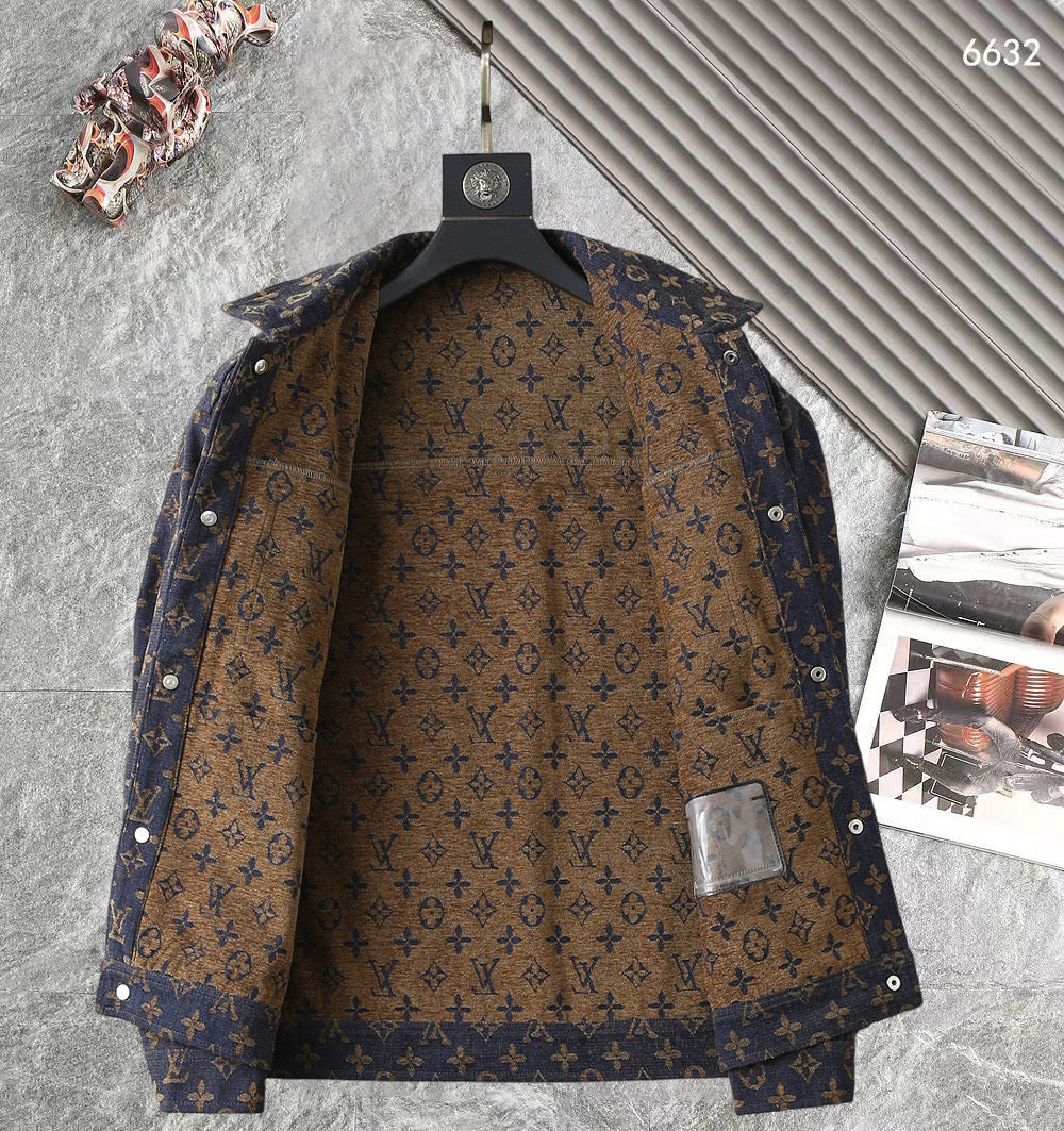 LV SHIRT JACKET IN NAVY BLUE JACQUARD FABRIC 238979