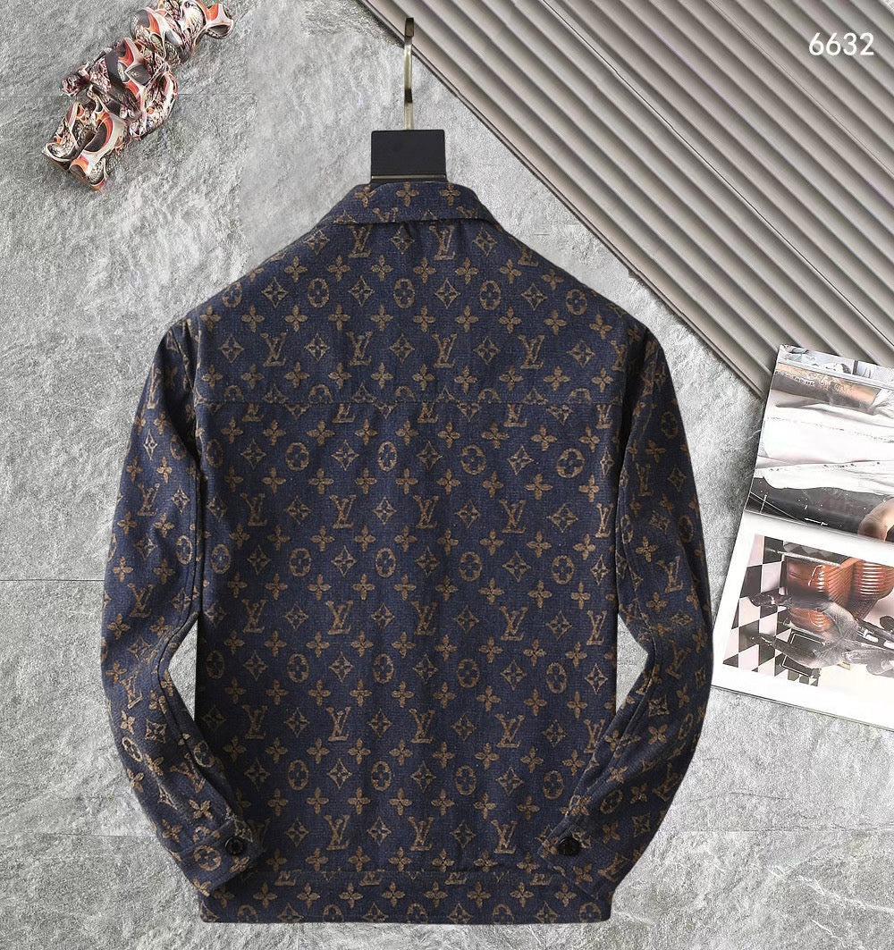 LV SHIRT JACKET IN NAVY BLUE JACQUARD FABRIC 238979