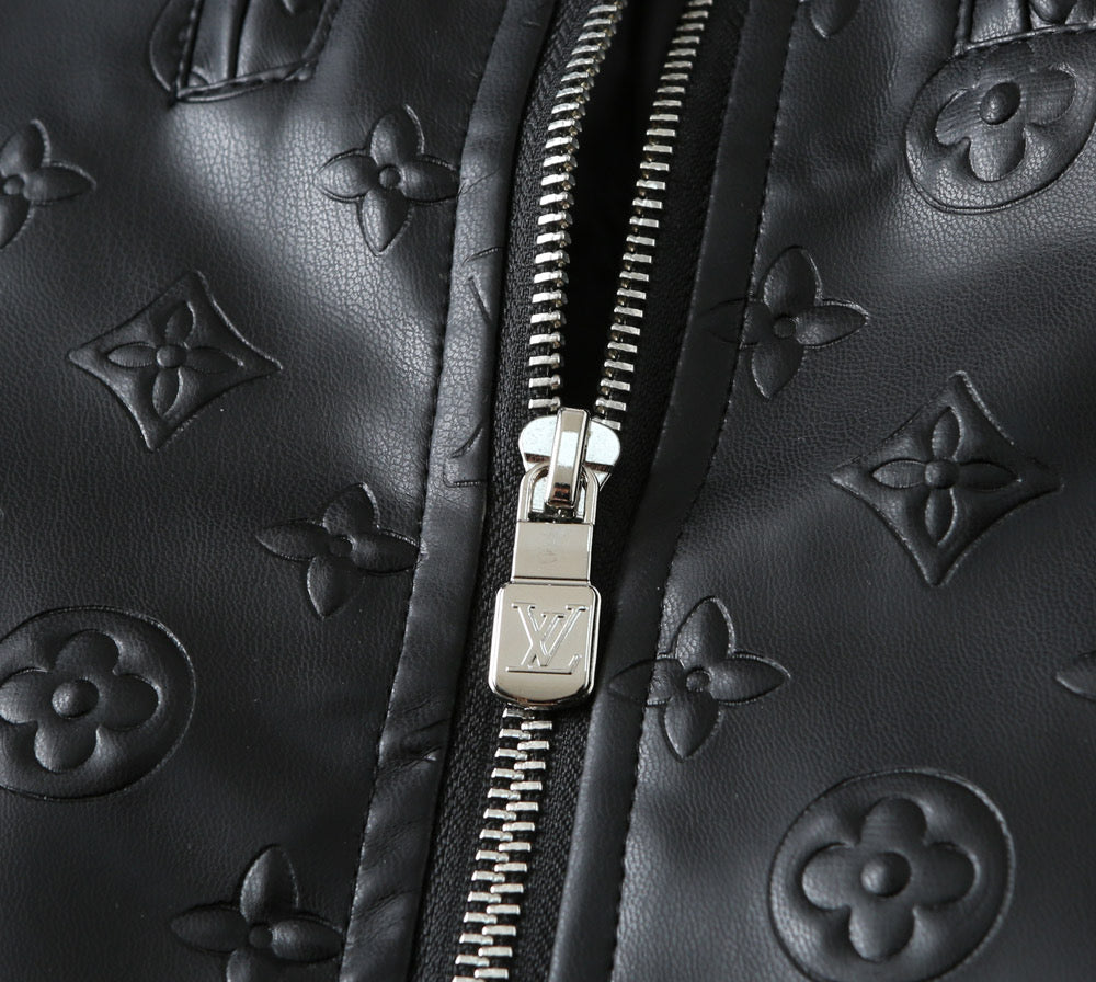 LV SHIRT JACKET IN BLACK CALFSKIN EMBOSSED LOGO 238988