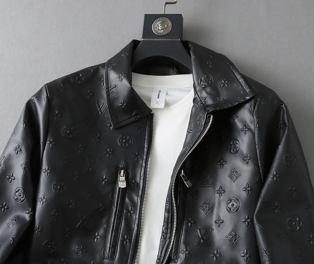 LV SHIRT JACKET IN BLACK CALFSKIN EMBOSSED LOGO 238988