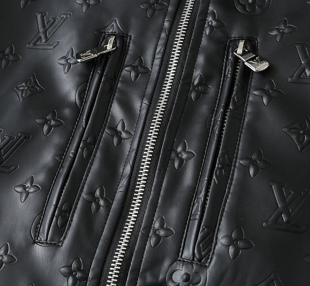 LV SHIRT JACKET IN BLACK CALFSKIN EMBOSSED LOGO 238988