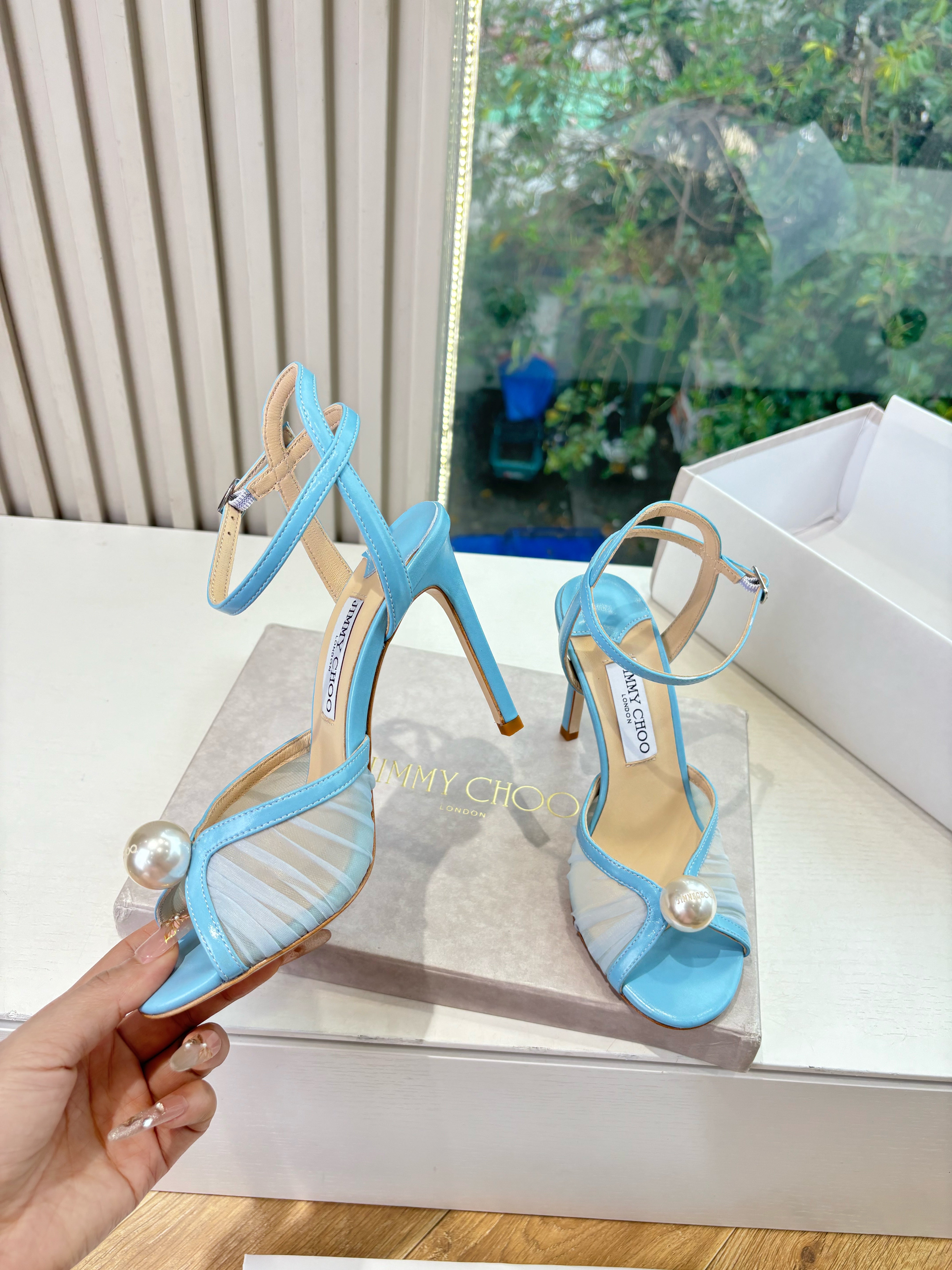 Jimmy 26s Platform Sandal 100 Light Blue Mesh Sheepskin 604106