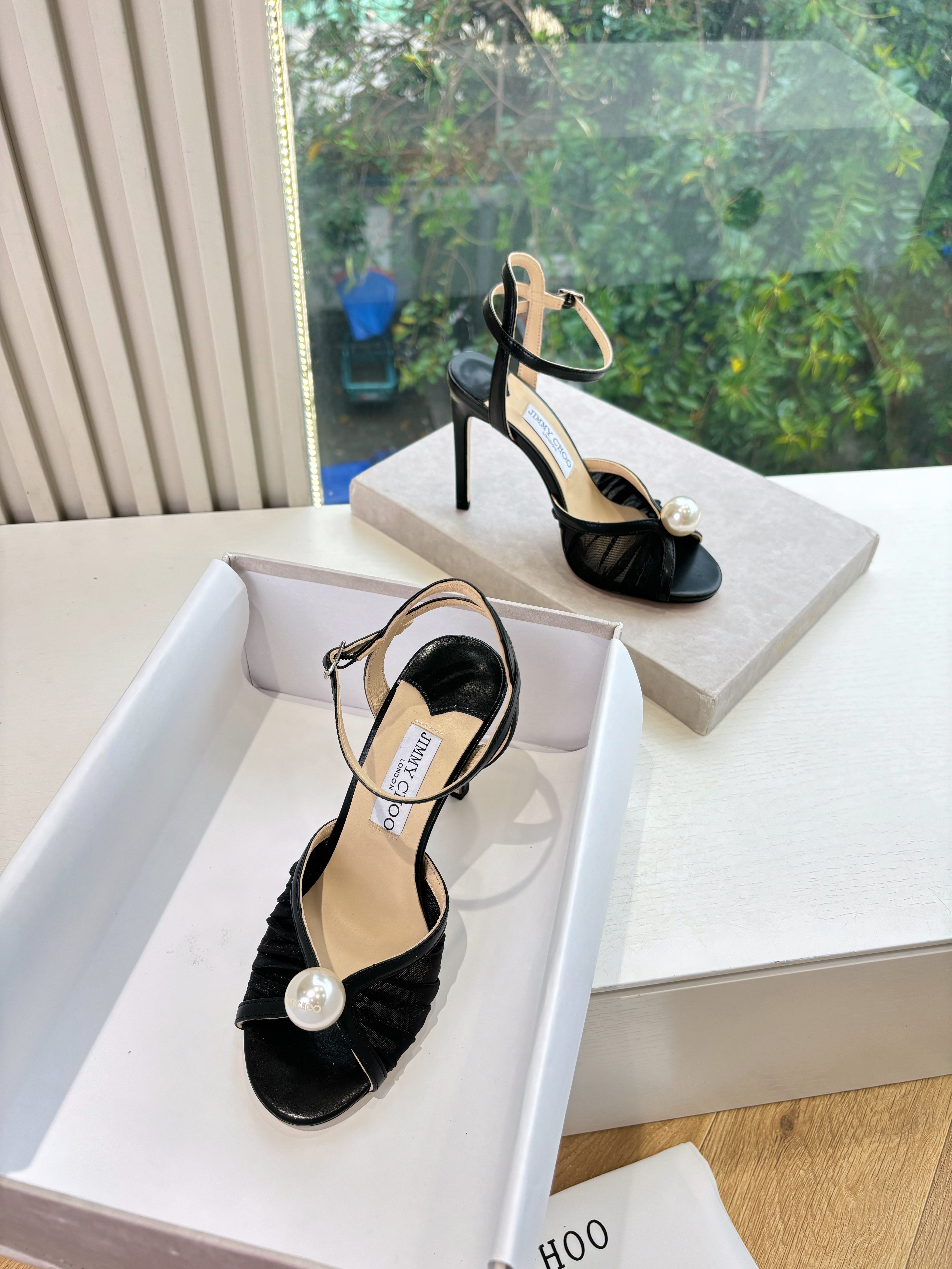 Jimmy 26s Platform Sandal 100 Black Mesh Sheepskin 604108