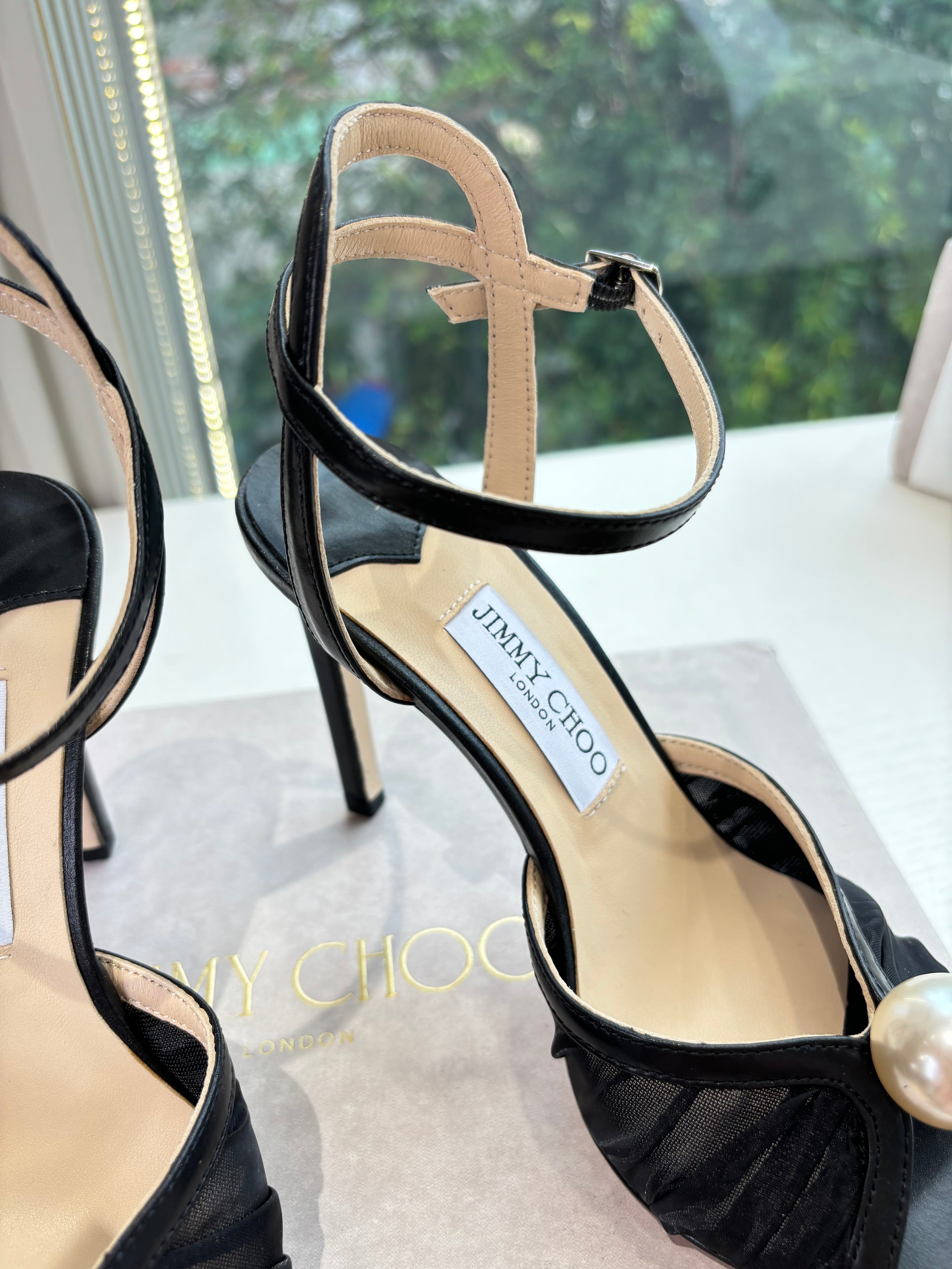 Jimmy 26s Platform Sandal 100 Black Mesh Sheepskin 604108