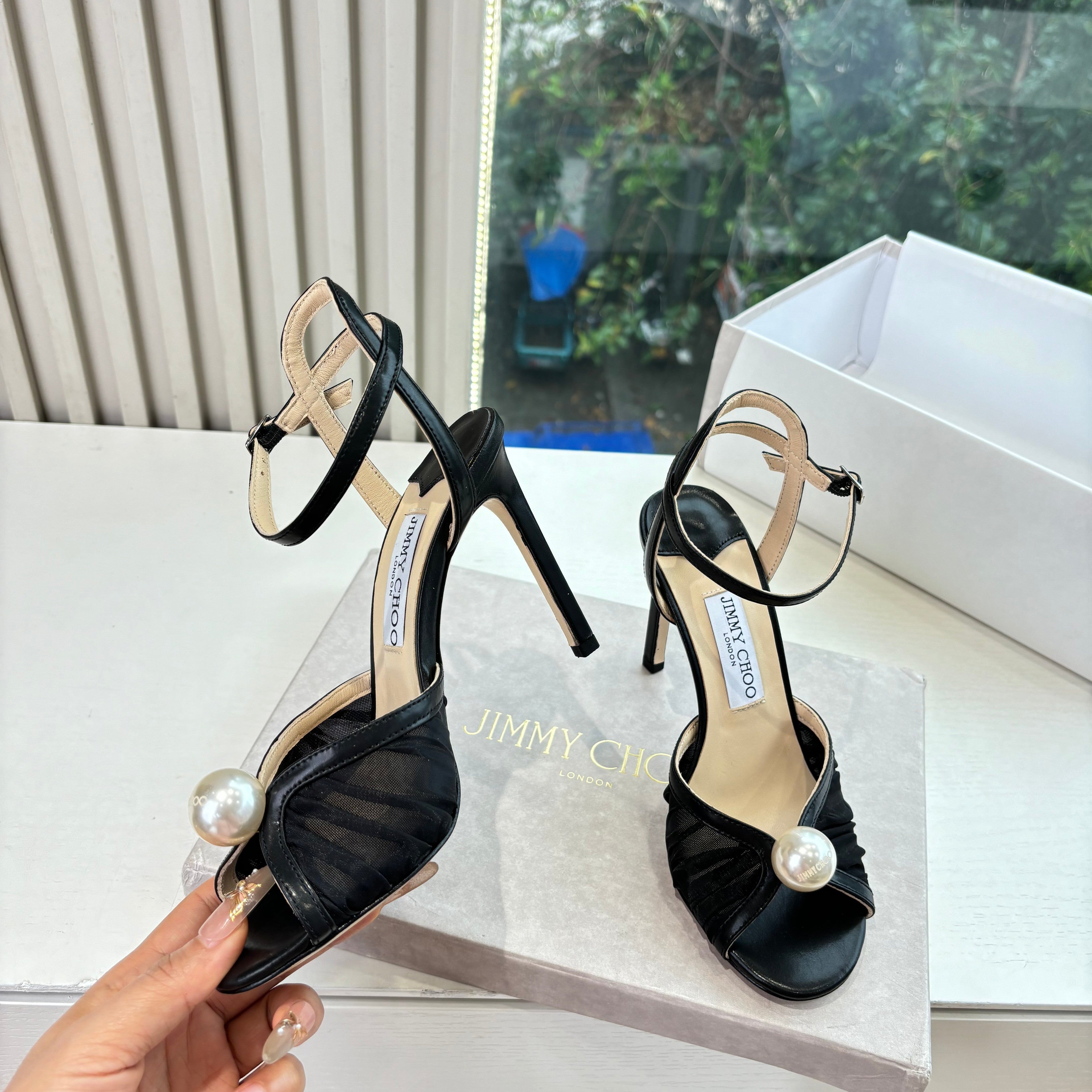 Jimmy 26s Platform Sandal 100 Black Mesh Sheepskin 604108