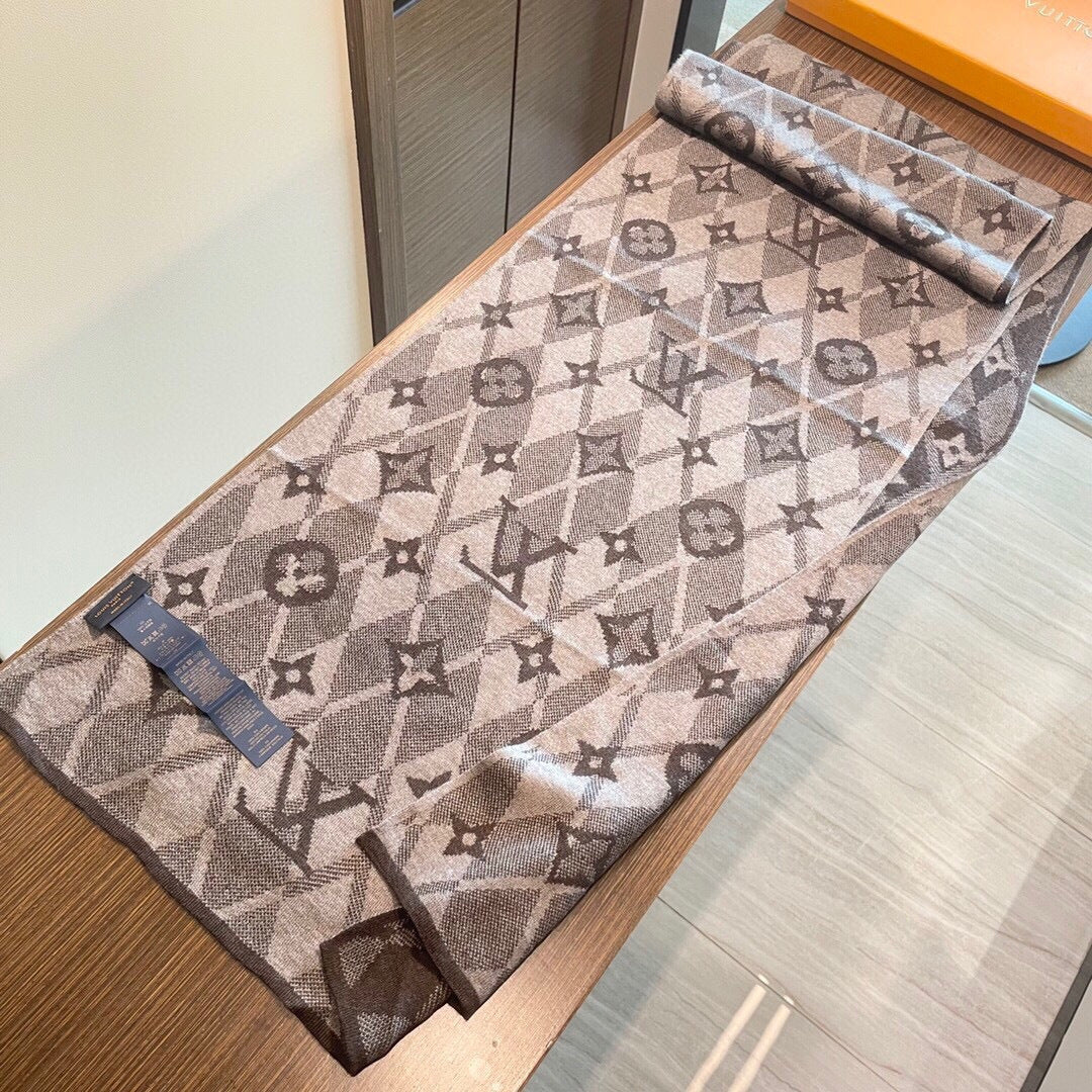 LV Scarf 200cm Brown Cashmere 968476