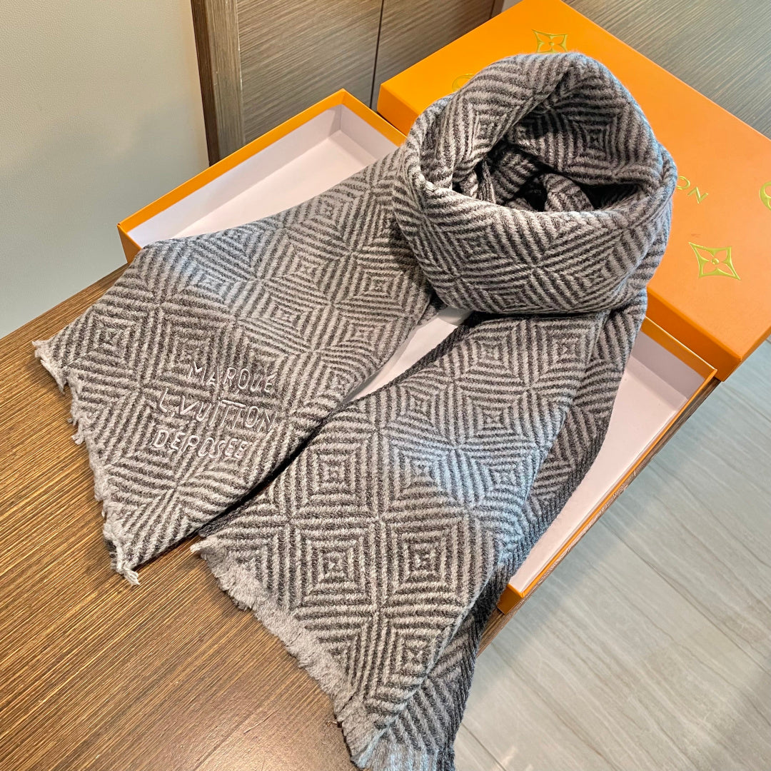 LV Exclusive Scarf 200cm Gray Cashmere 976320