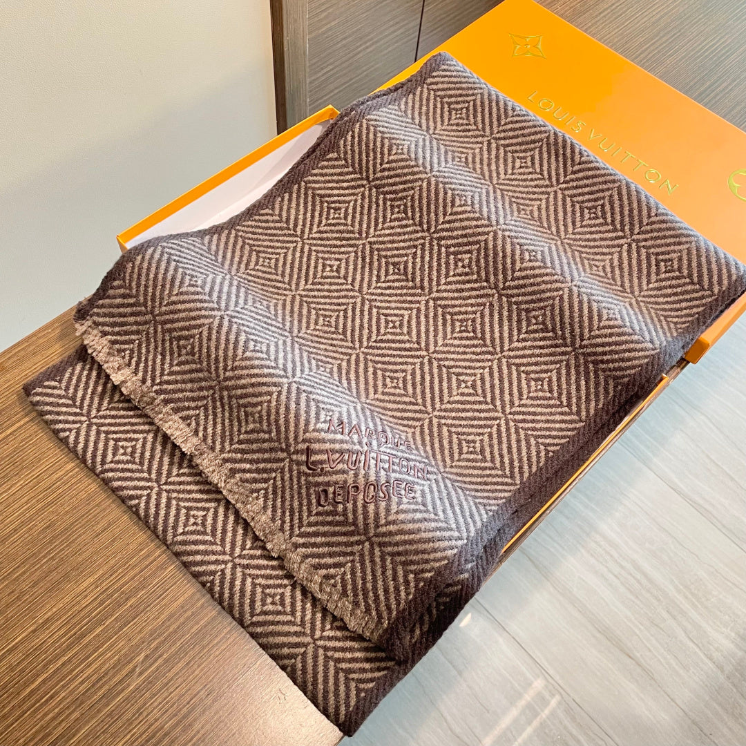 LV Exclusive Scarf 200cm Brown Cashmere 976321