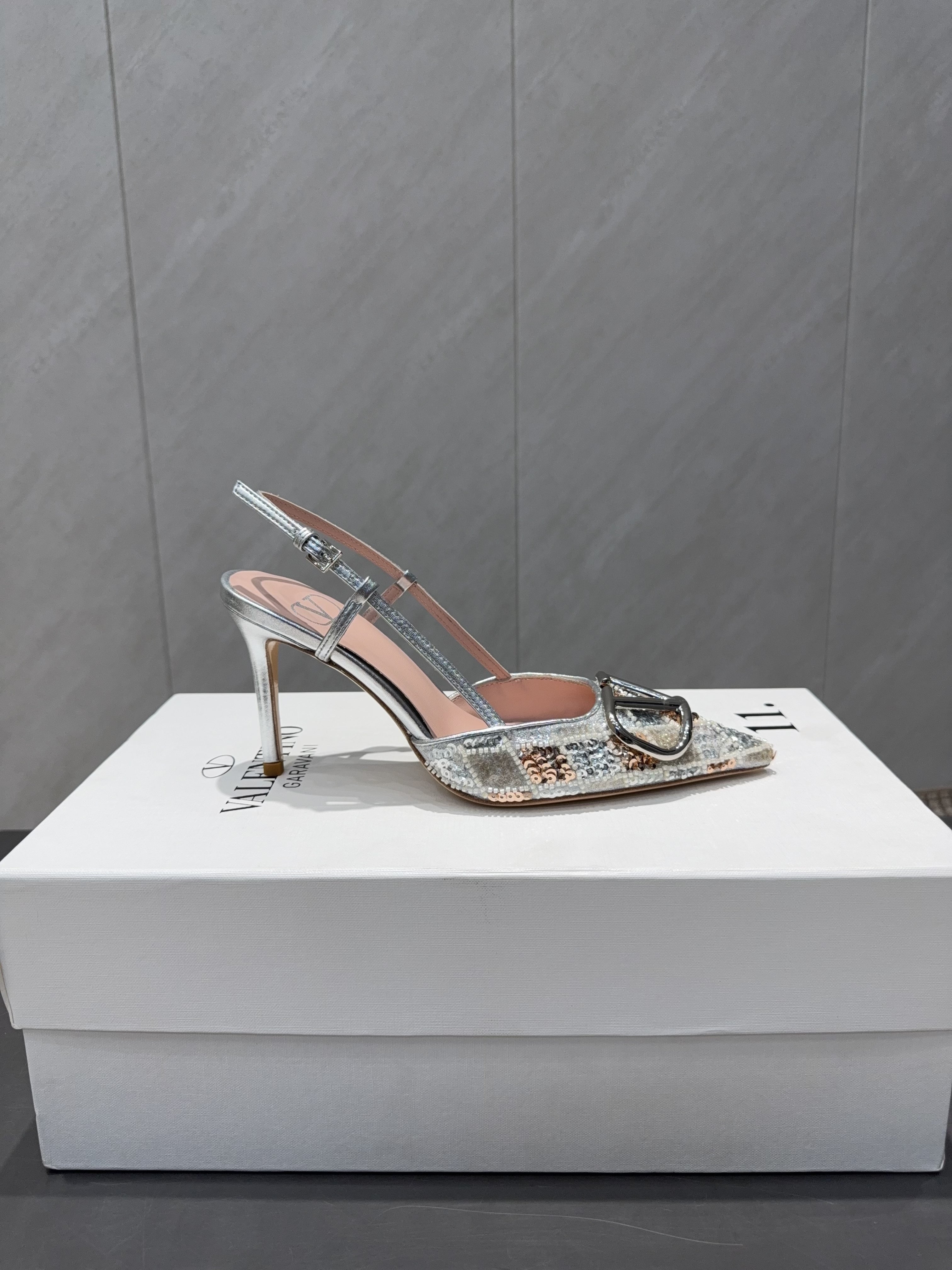 VT 26s Slingback 80 Rhinestones Multicolor Metallic Snake Skin 613877