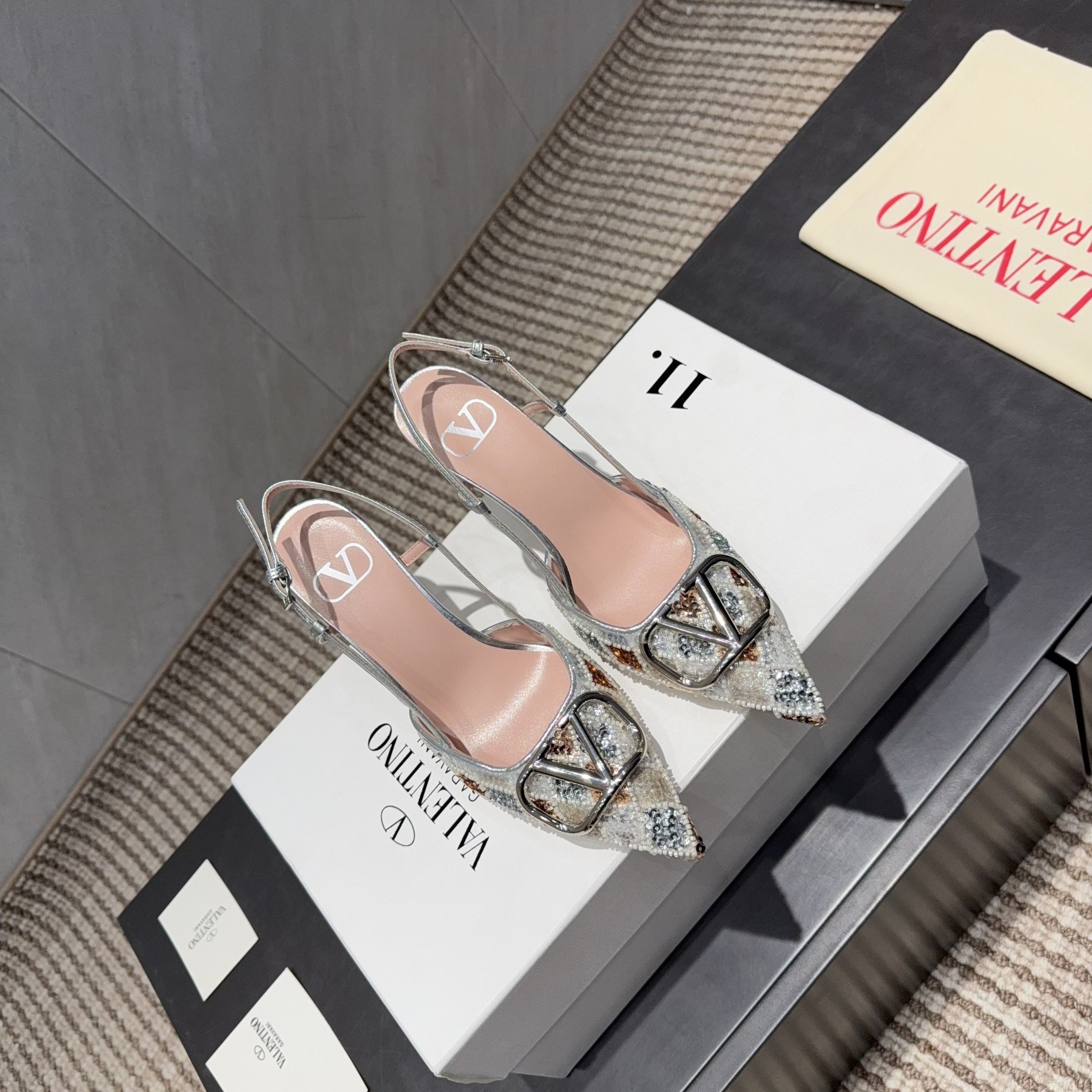 VT 26s Slingback 80 Rhinestones Multicolor Metallic Snake Skin 613877