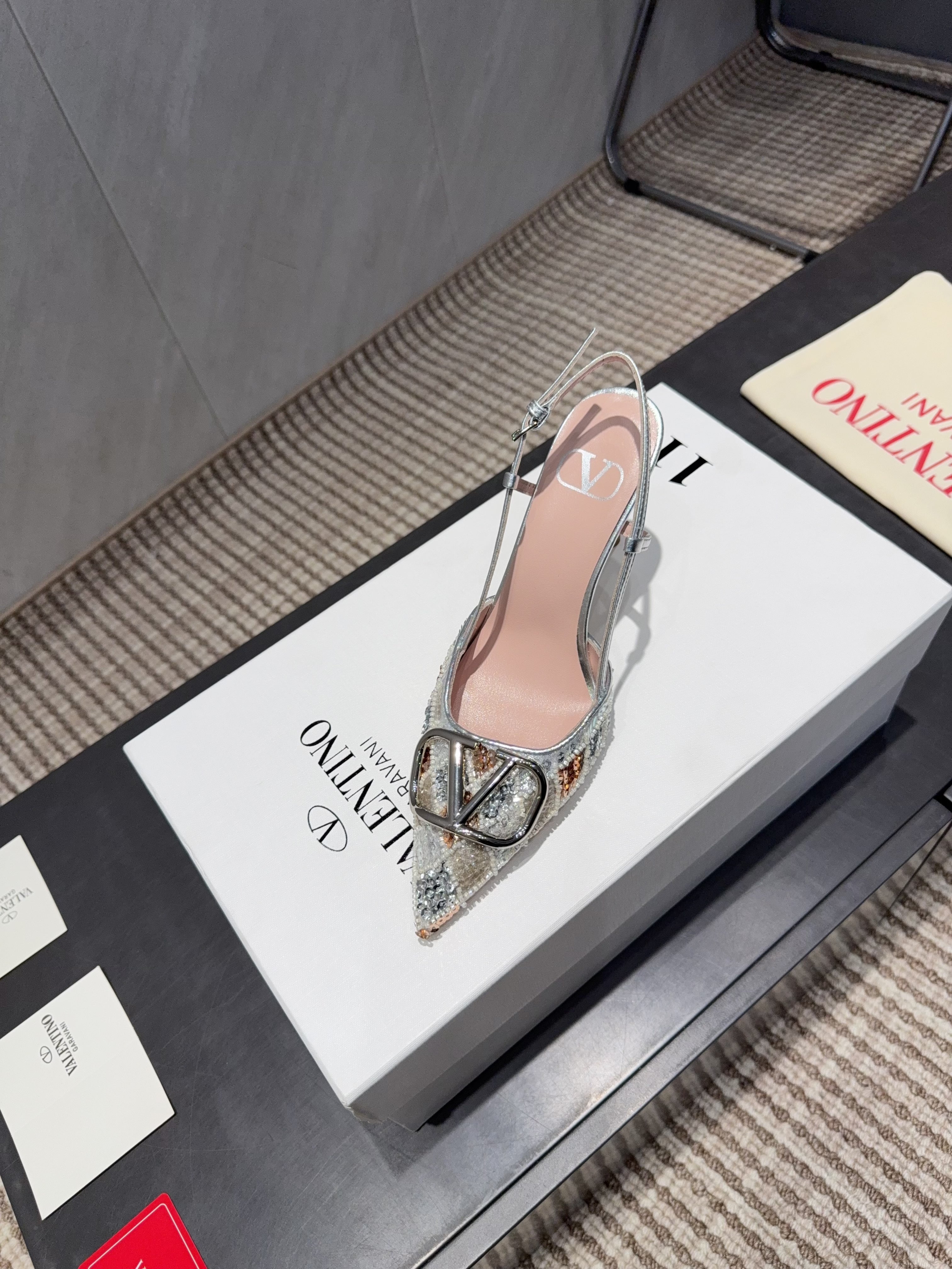 VT 26s Slingback 80 Rhinestones Multicolor Metallic Snake Skin 613877