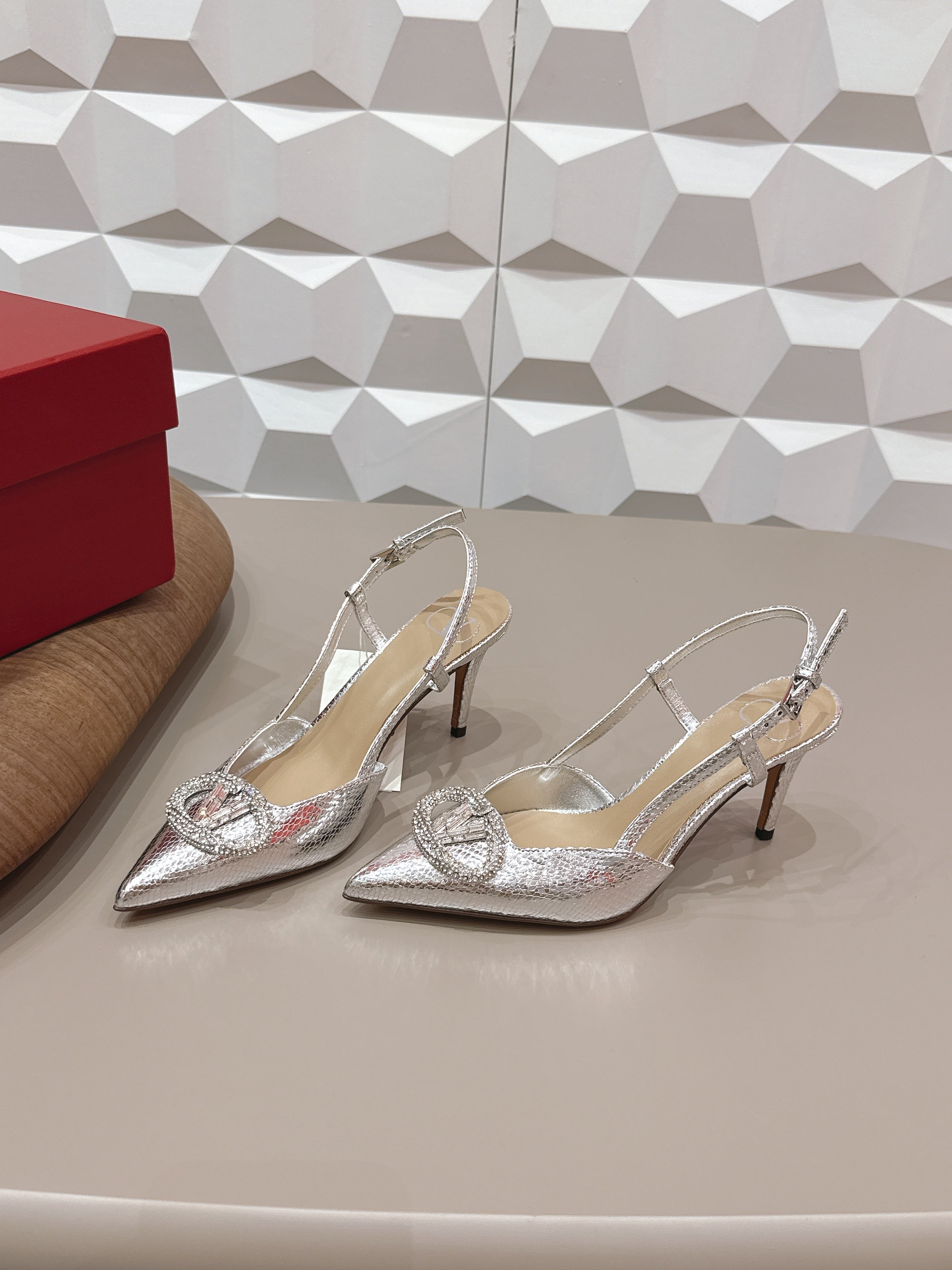 VT 26s Slingback 80 Silver Metallic Snake Skin 613588