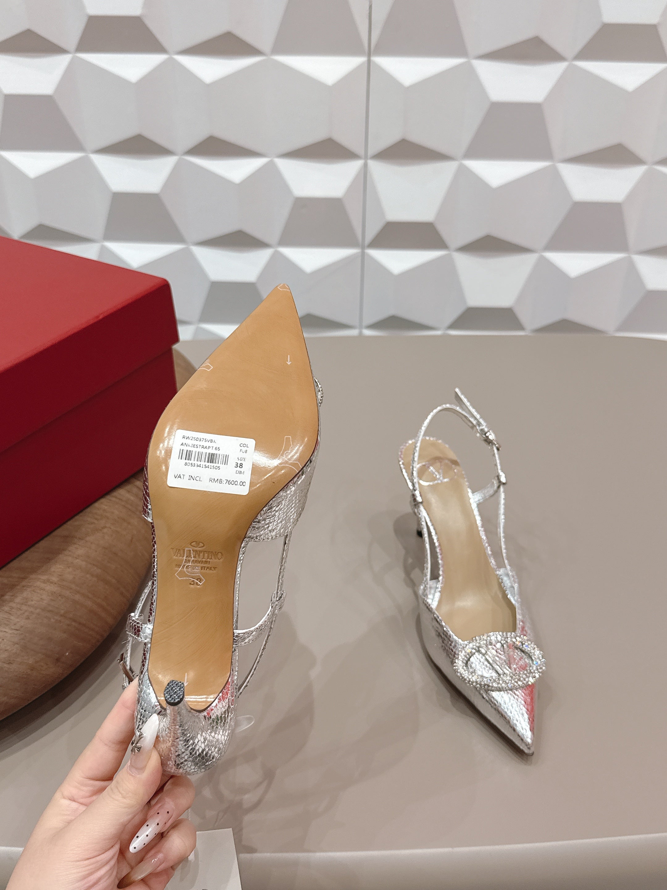 VT 26s Slingback 80 Silver Metallic Snake Skin 613588