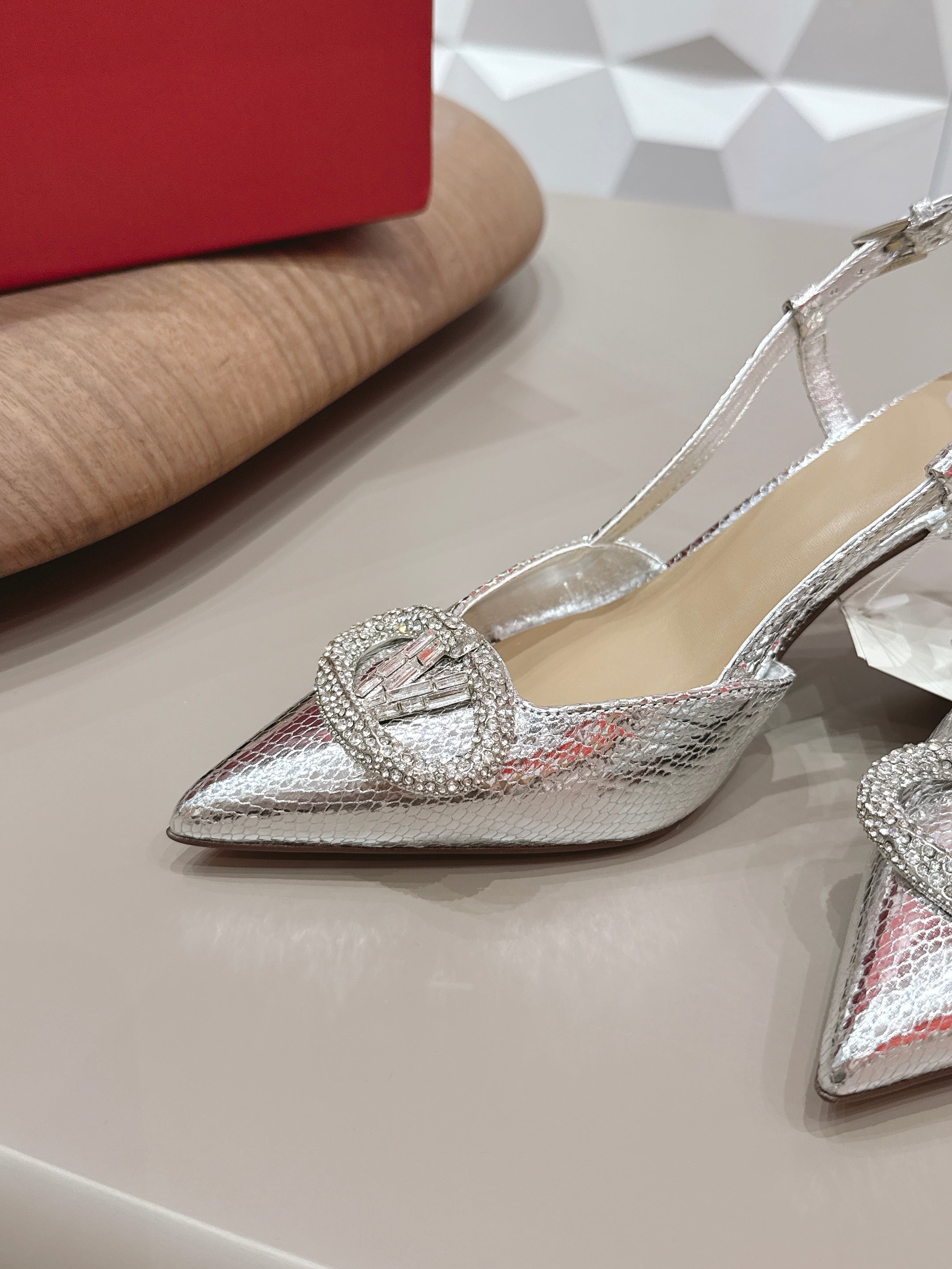 VT 26s Slingback 80 Silver Metallic Snake Skin 613588