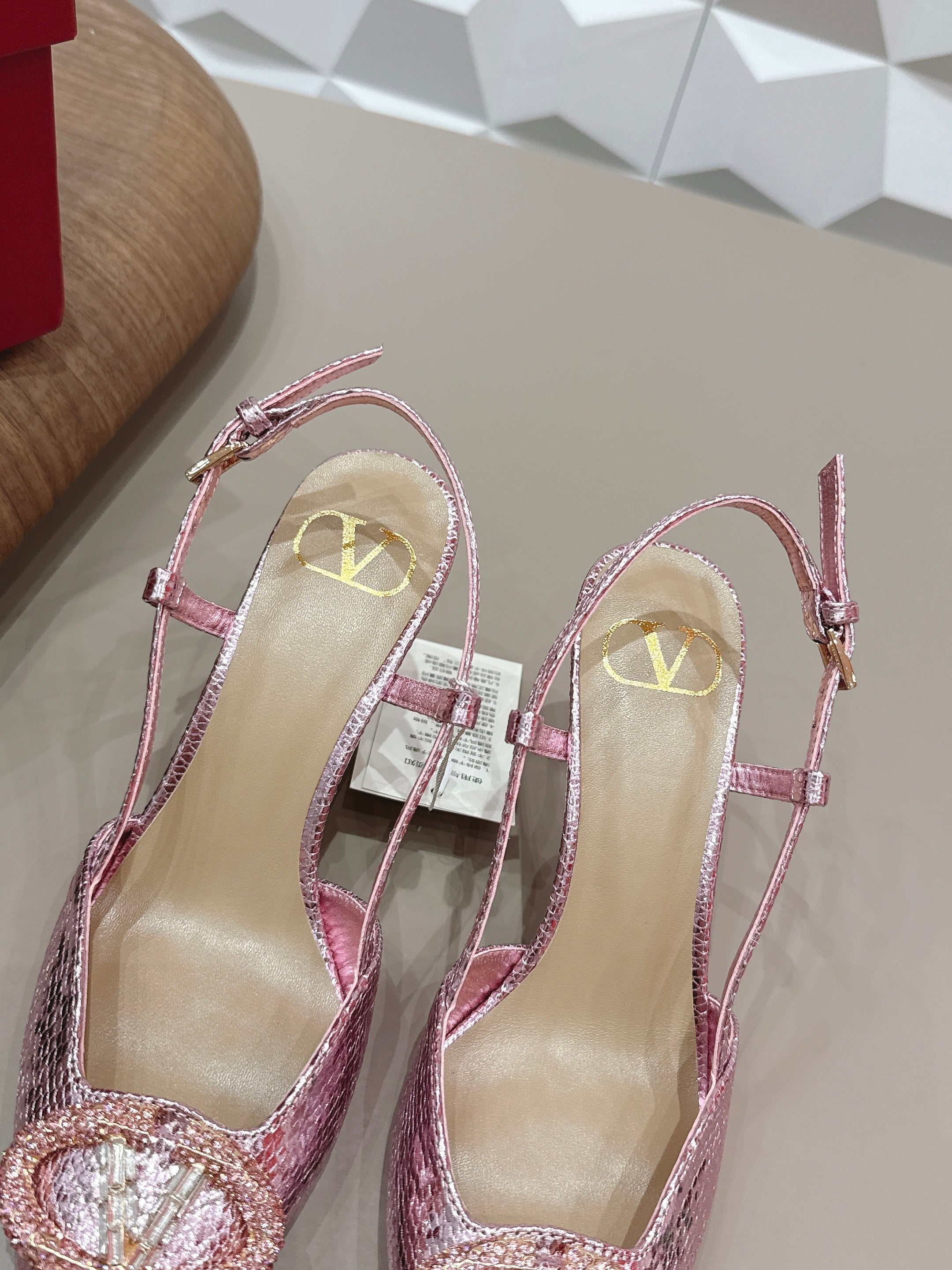 VT 26s Slingback 80 Pink Metallic Snake Skin 613590