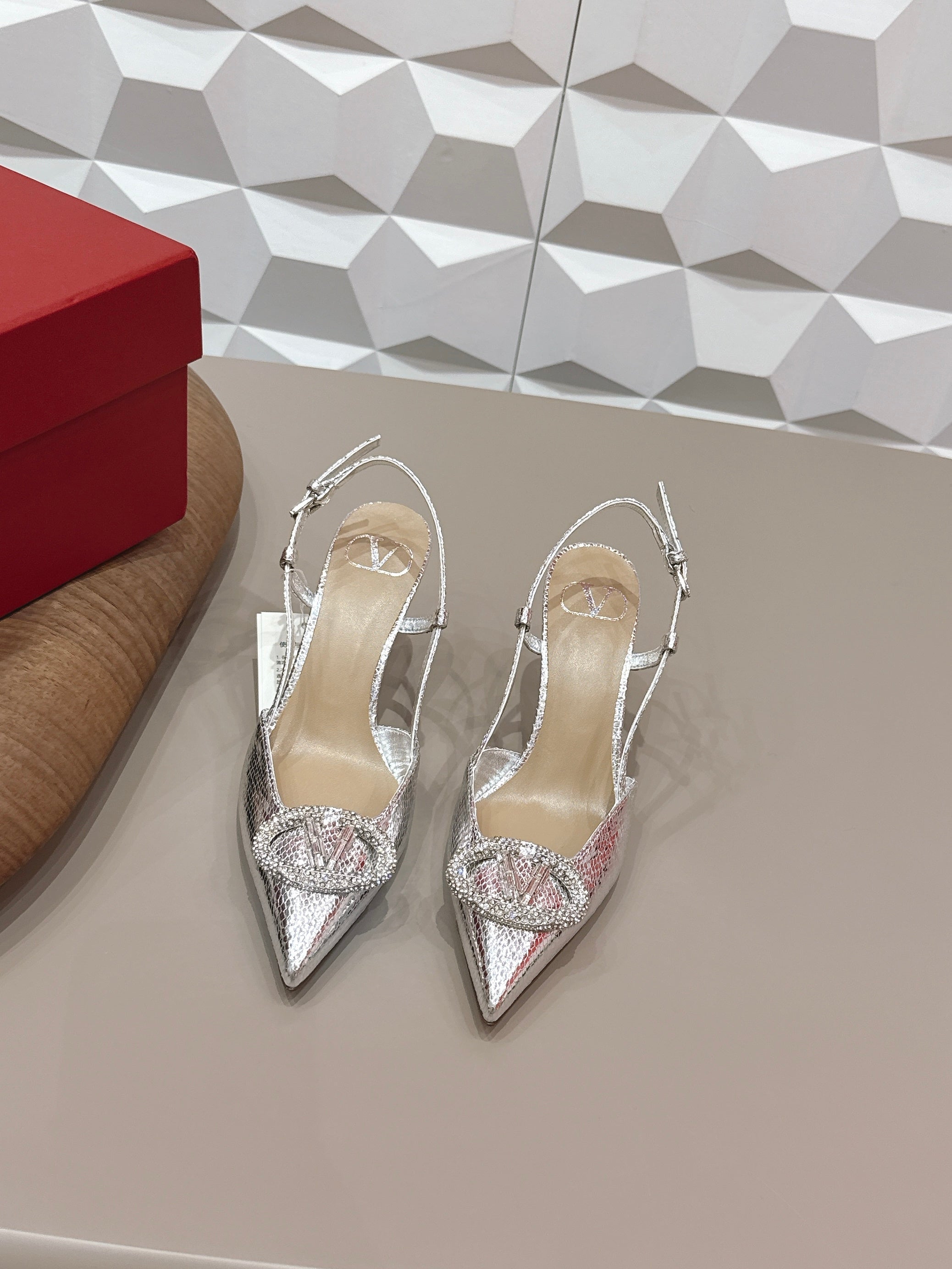 VT 26s Slingback 80 Silver Metallic Snake Skin 613588