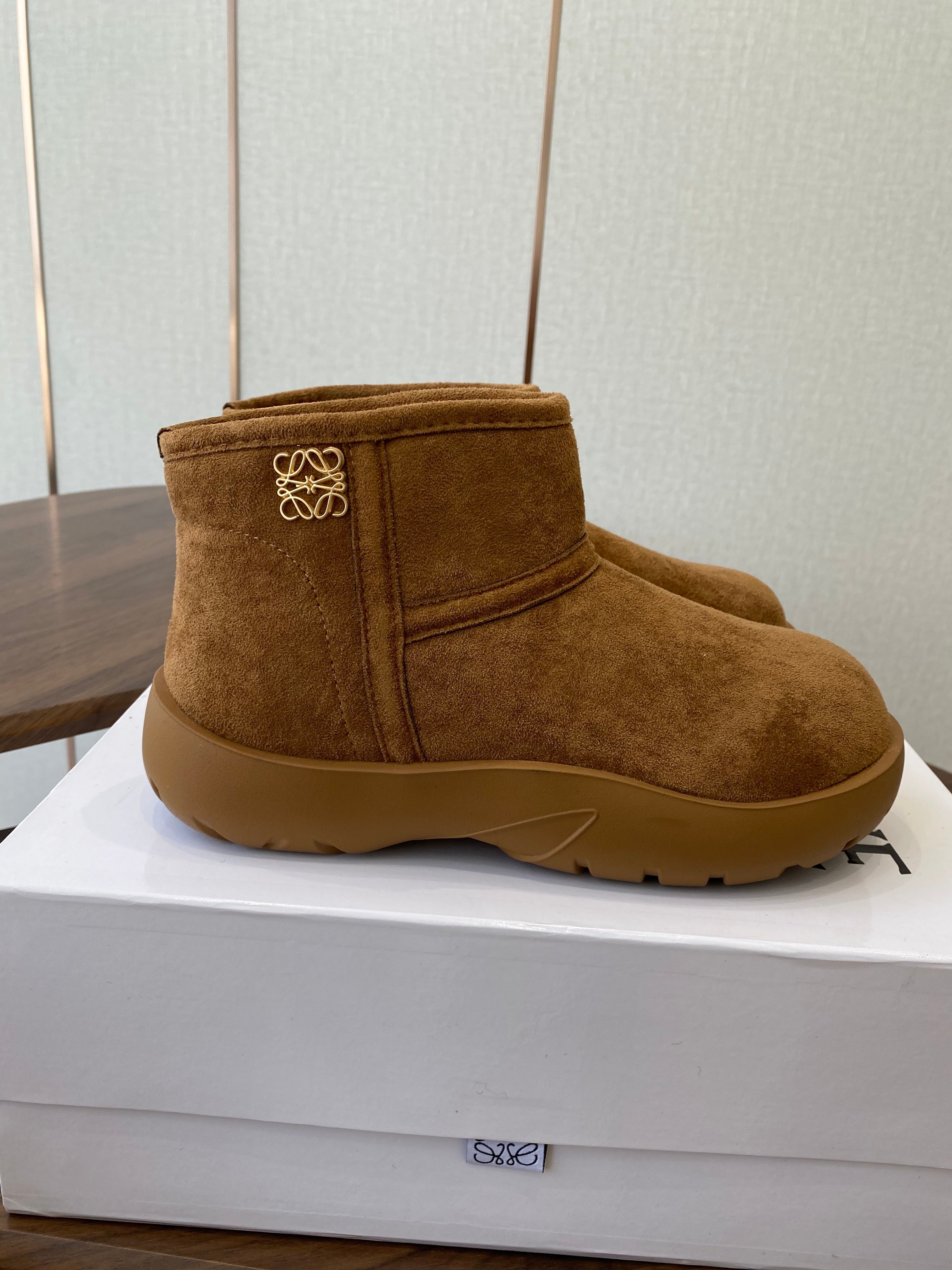 Loewe snow boots brown suede wool 477796