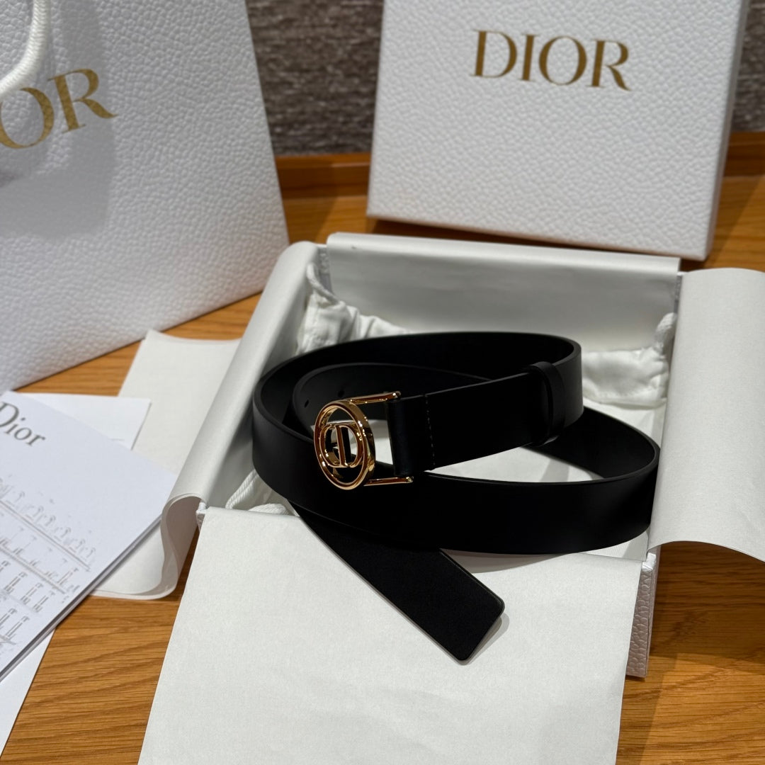 Dior Belt Black Gold Smooth Cowhide 193846