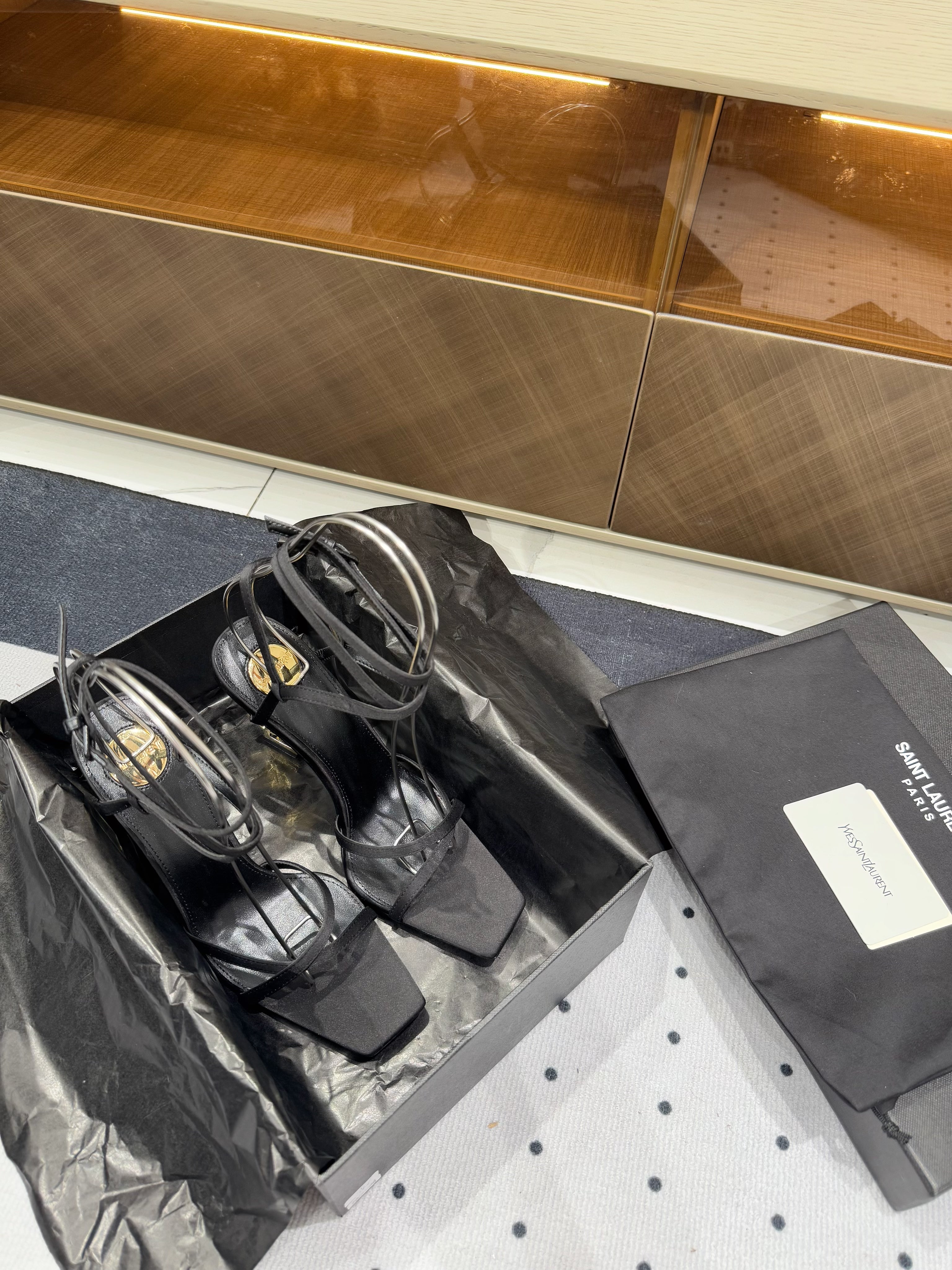 SATIN OPYUM HIGH SANDALS BLACK