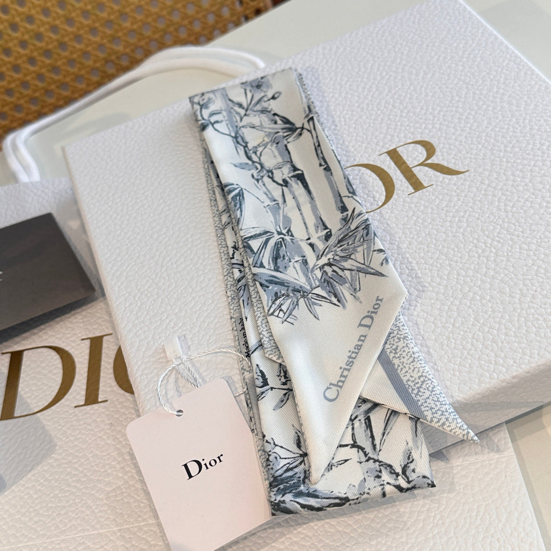 CD Twilly Mini Scarf 105cm Baby Blue Mulberry Silk 924766