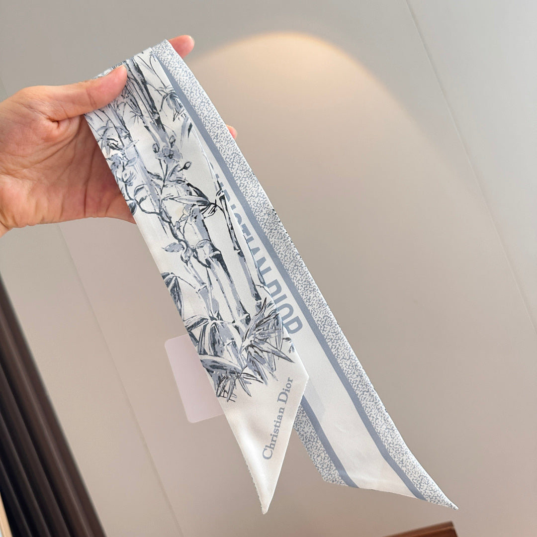 CD Twilly Mini Scarf 105cm Baby Blue Mulberry Silk 924766