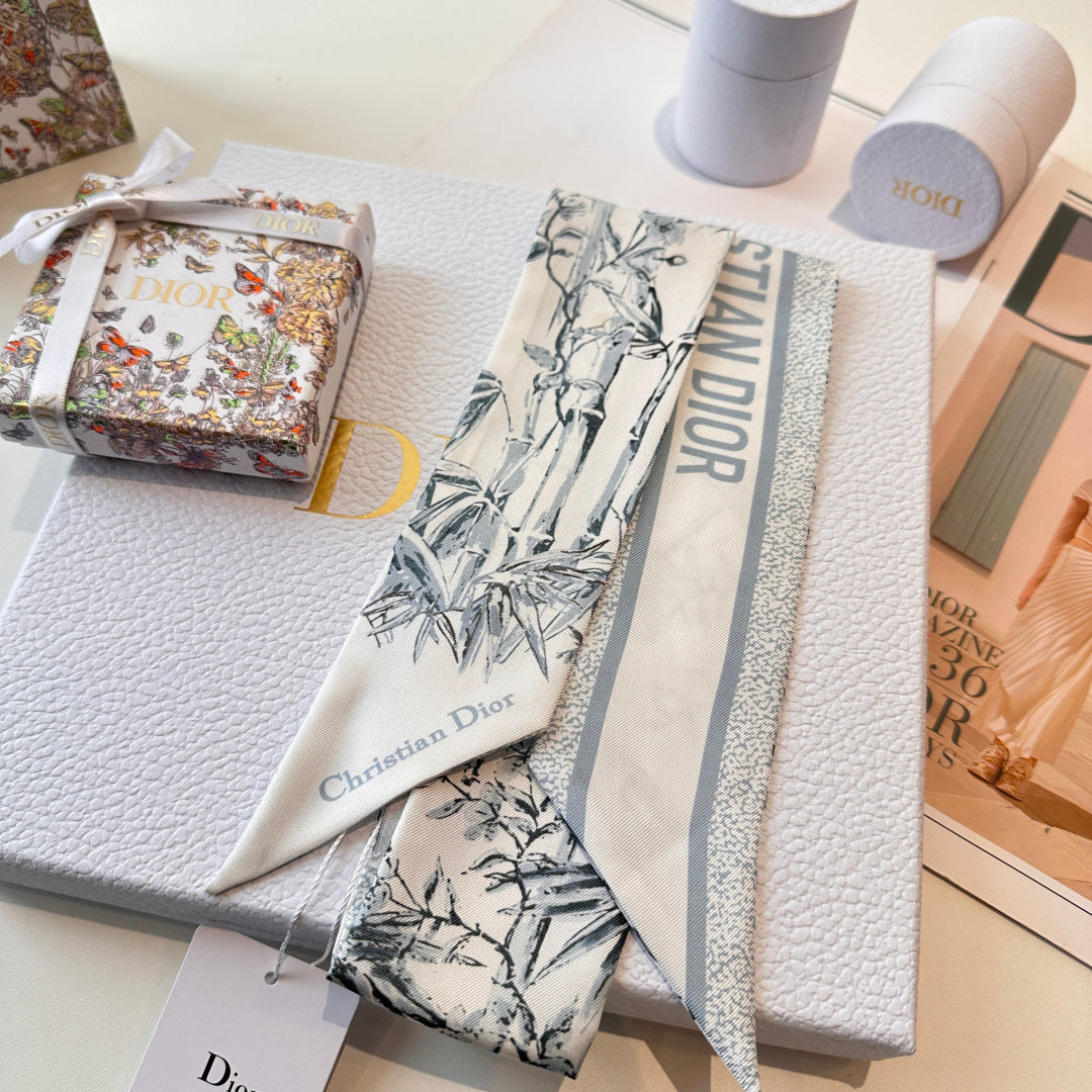 CD Twilly Mini Scarf 105cm Baby Blue Mulberry Silk 924766