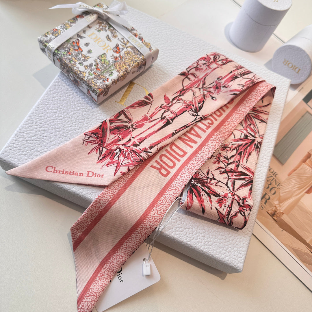 CD Twilly Mini Scarf 105cm Pink Mulberry Silk 924767