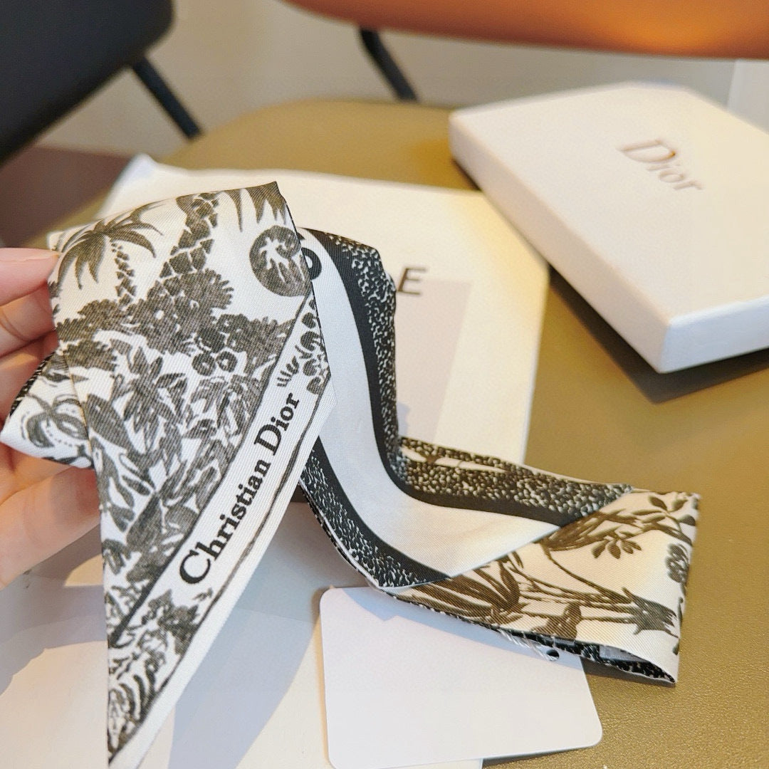 CD Twilly Mini Scarf 105cm Black Mulberry Silk 935274