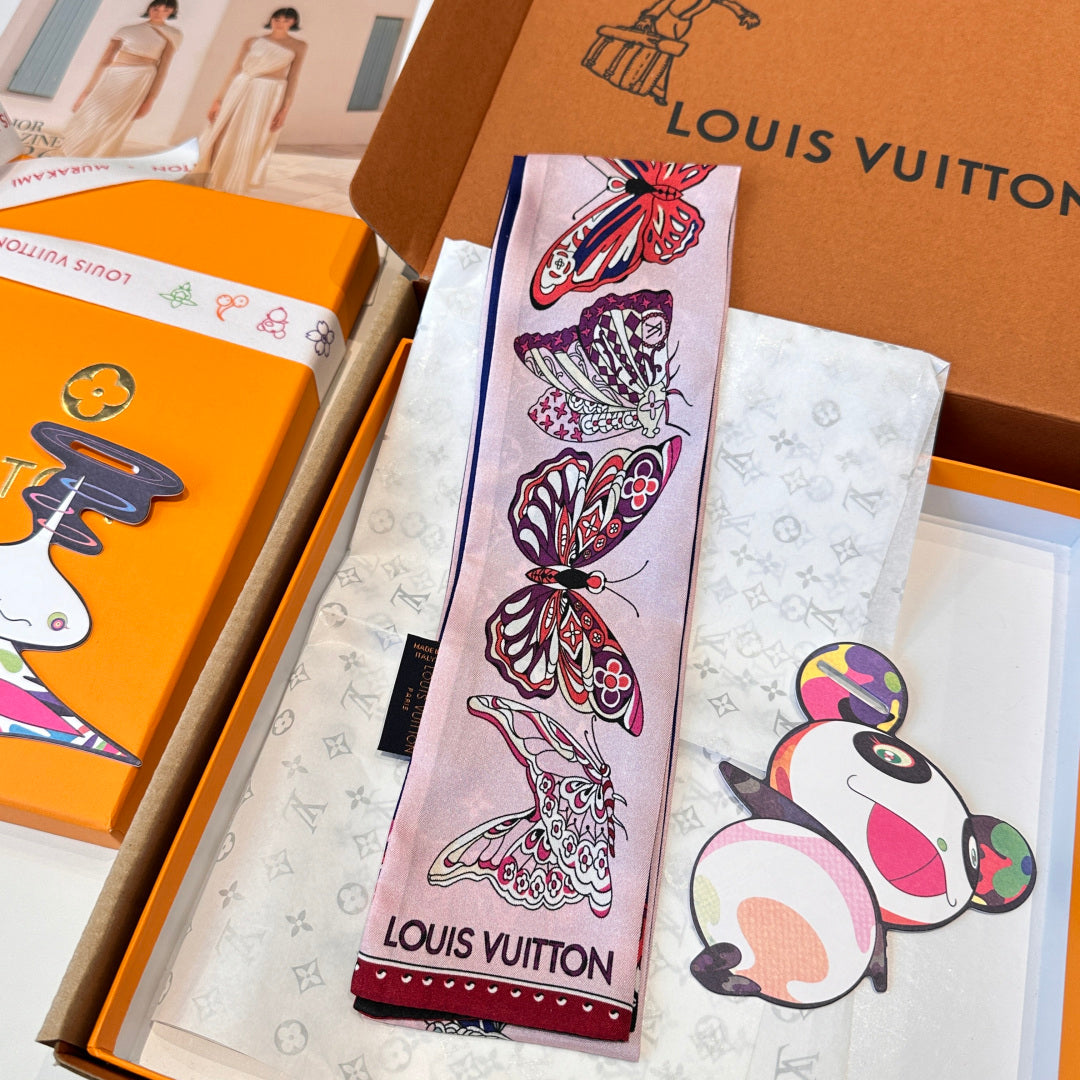 LV  Twilly Mini Scarf 86 Midnight Blue Silk Twill 967477