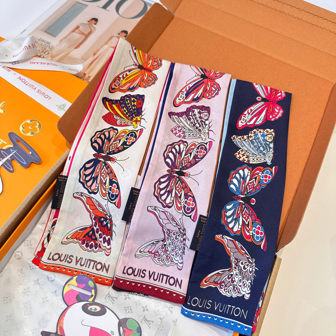 LV  Twilly Mini Scarf 86 Midnight Blue Silk Twill 967477