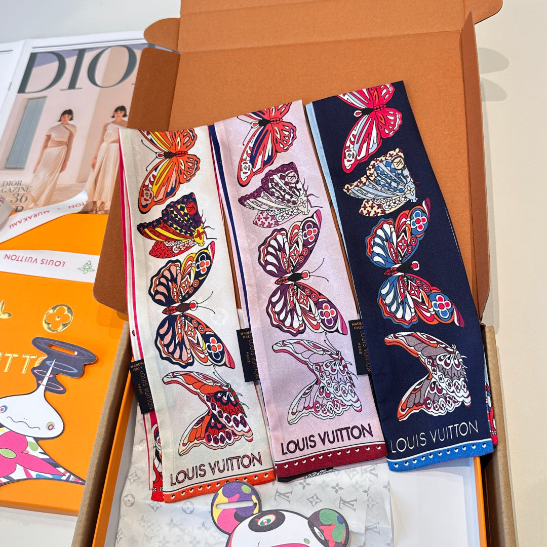 LV  Twilly Mini Scarf 86 Pink Silk Twill 967479