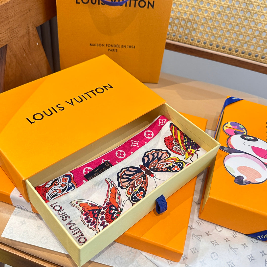 LV  Twilly Mini Scarf 86 Pink Silk Twill 967479