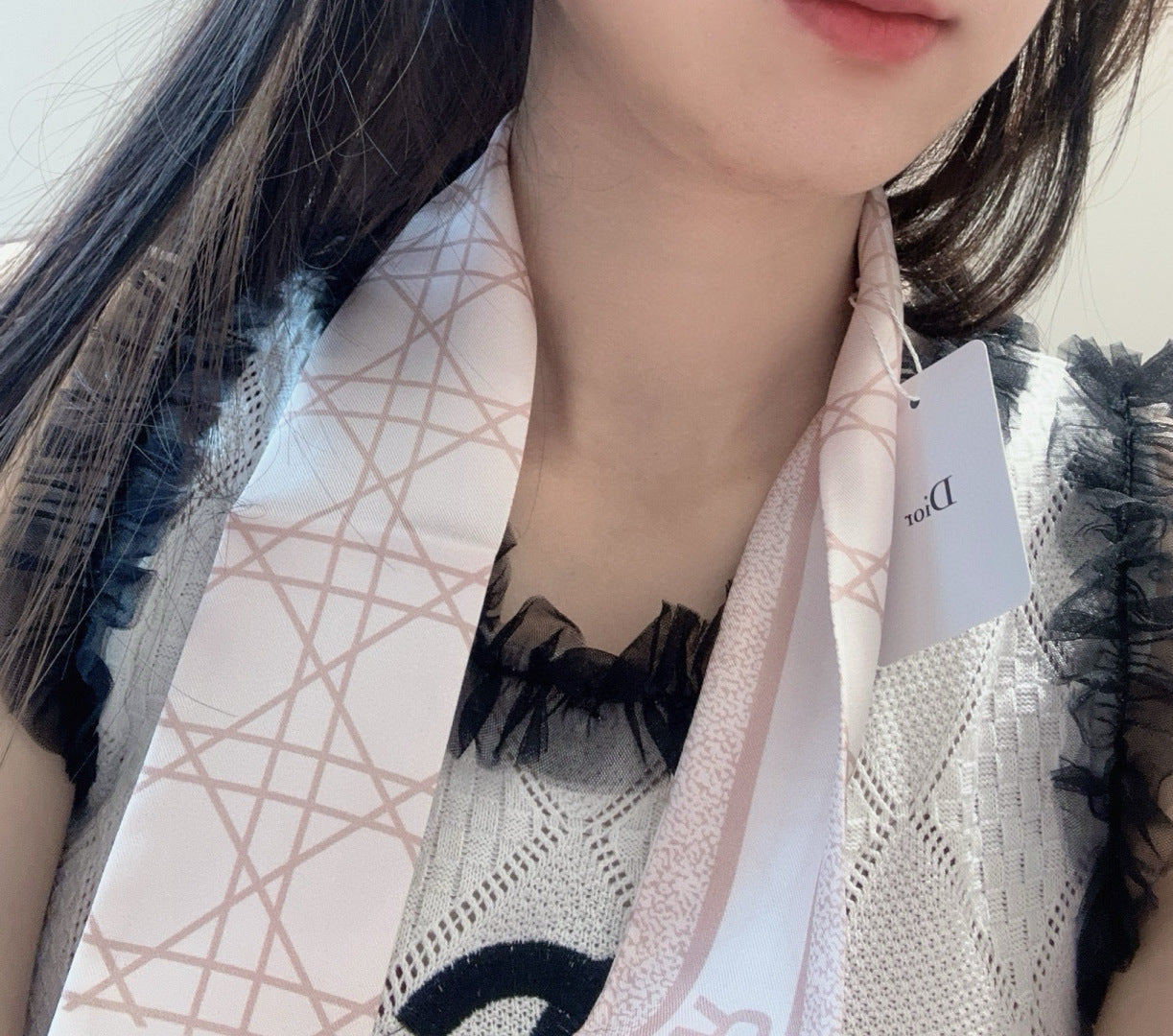 CD Twilly Mini Scarf 105cm  Light Pink Mulberry Silk 976505