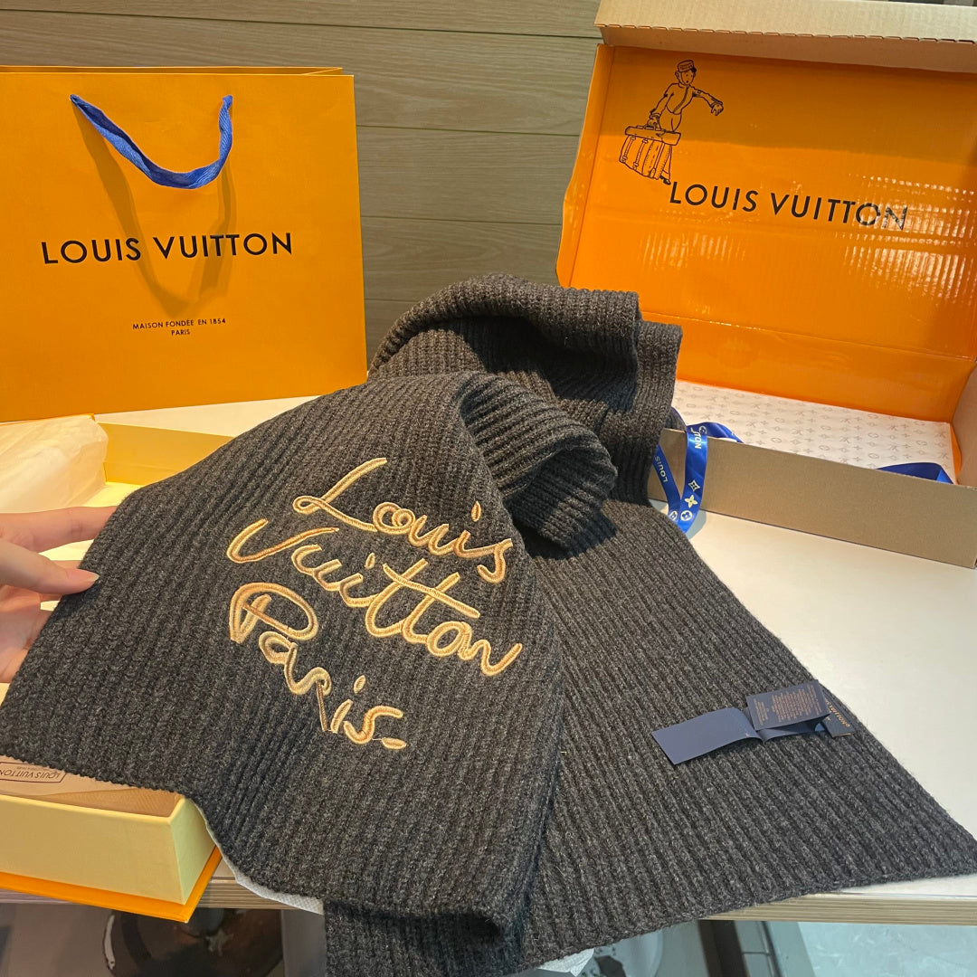 LV Exclusive Scarf 180cm Black Wool 978801