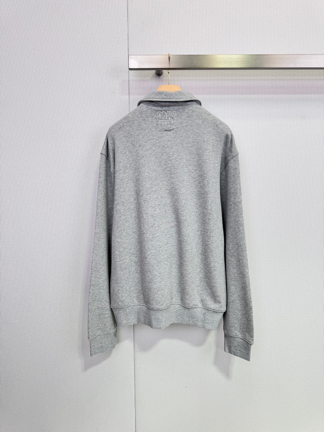 Miumiu 2025 Polo Neck Oversized Sweatshirt Grey Wool