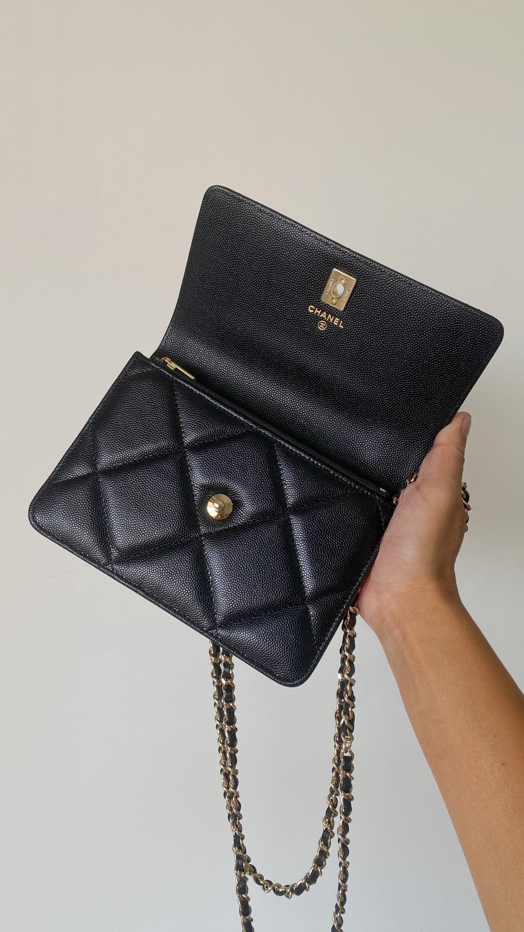 Chanel 25 Bag 18cm Black Lambskin