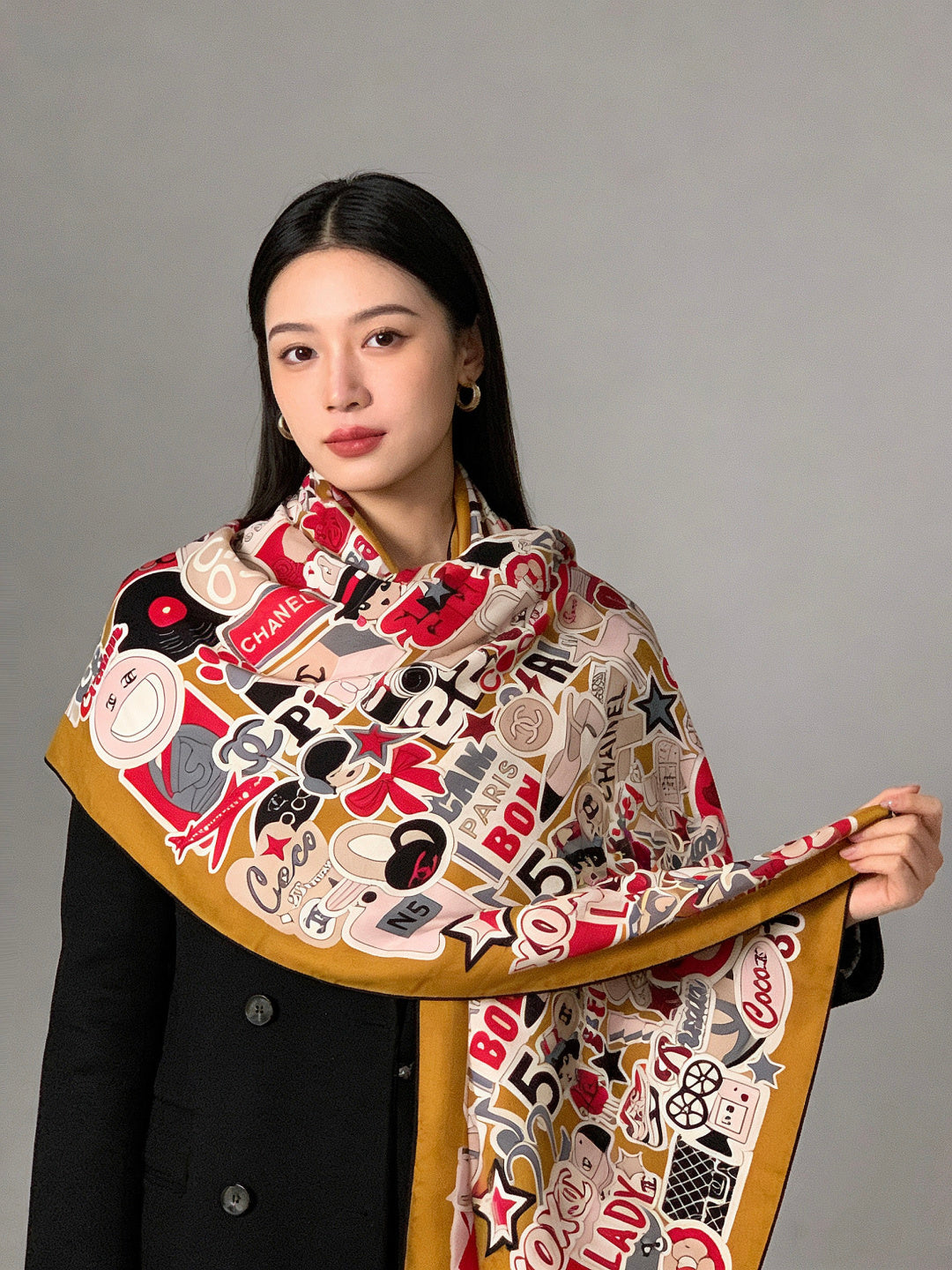 CC 25 Reversible Scarf 135cm Brown Colorful Cashmere 969146