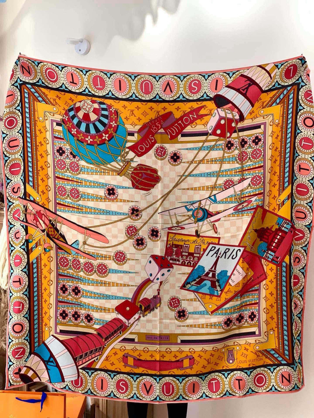 LV Double-sided Scarf 135cm Multicolor Silk Cashmere 973069