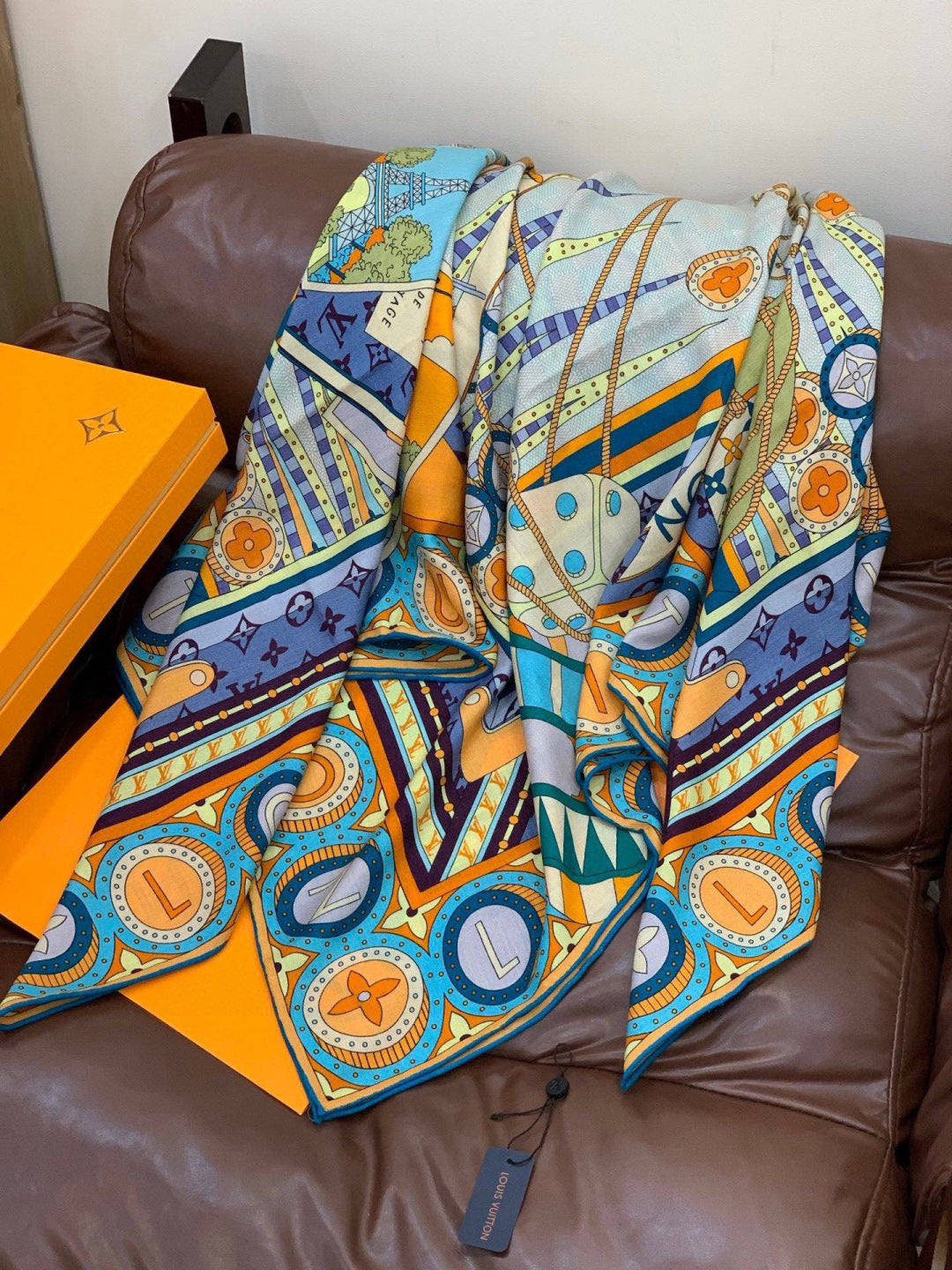 LV Double-sided Scarf 135cm Multicolor Silk Cashmere 973070