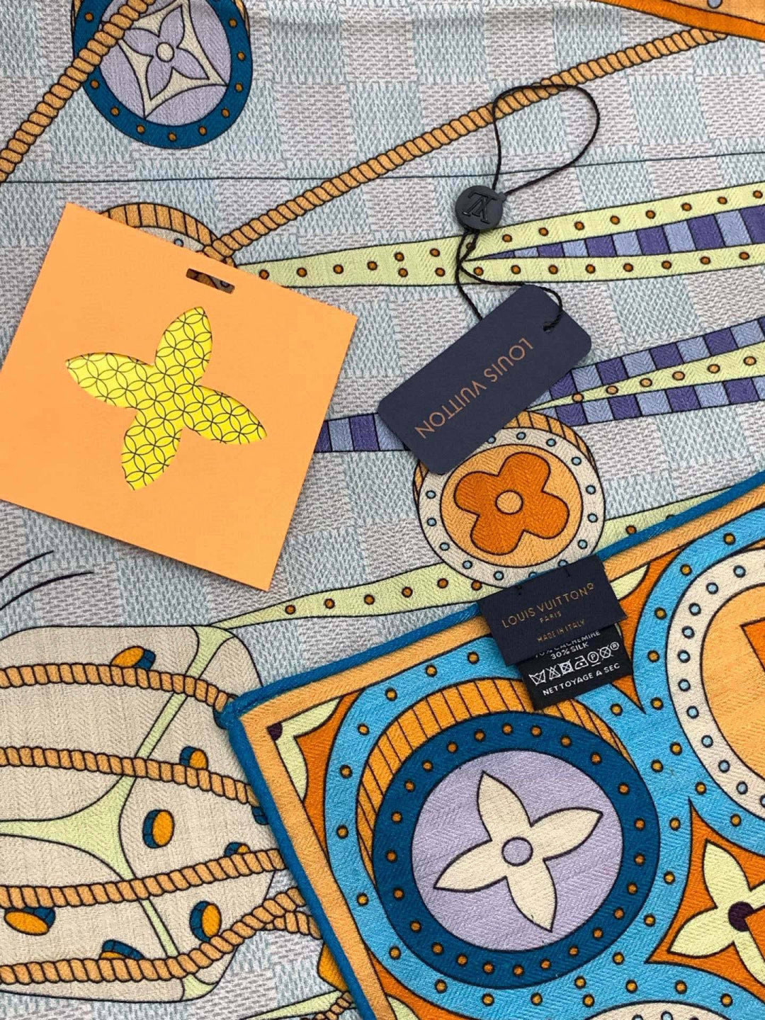 LV Double-sided Scarf 135cm Multicolor Silk Cashmere 973070