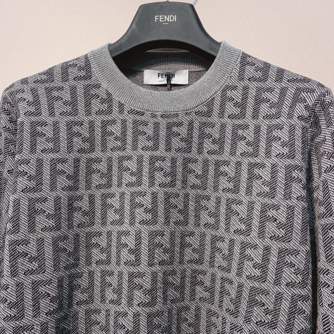 Fendi 25 Sweater Grey Monogram Woool 0002
